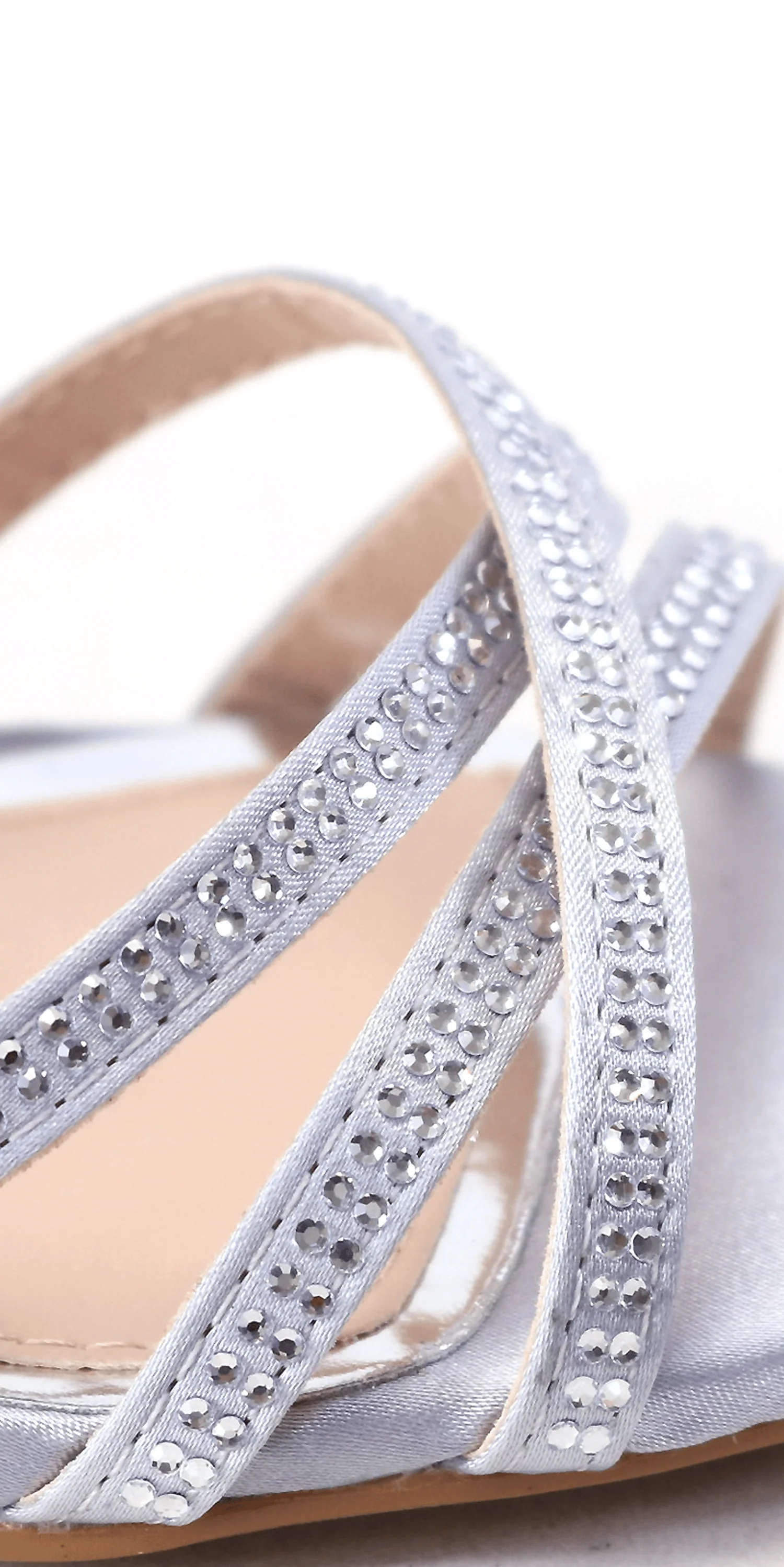 Satin Rhinestone Cris Cross Ankle Strap Square Heel Sandal - Image 5