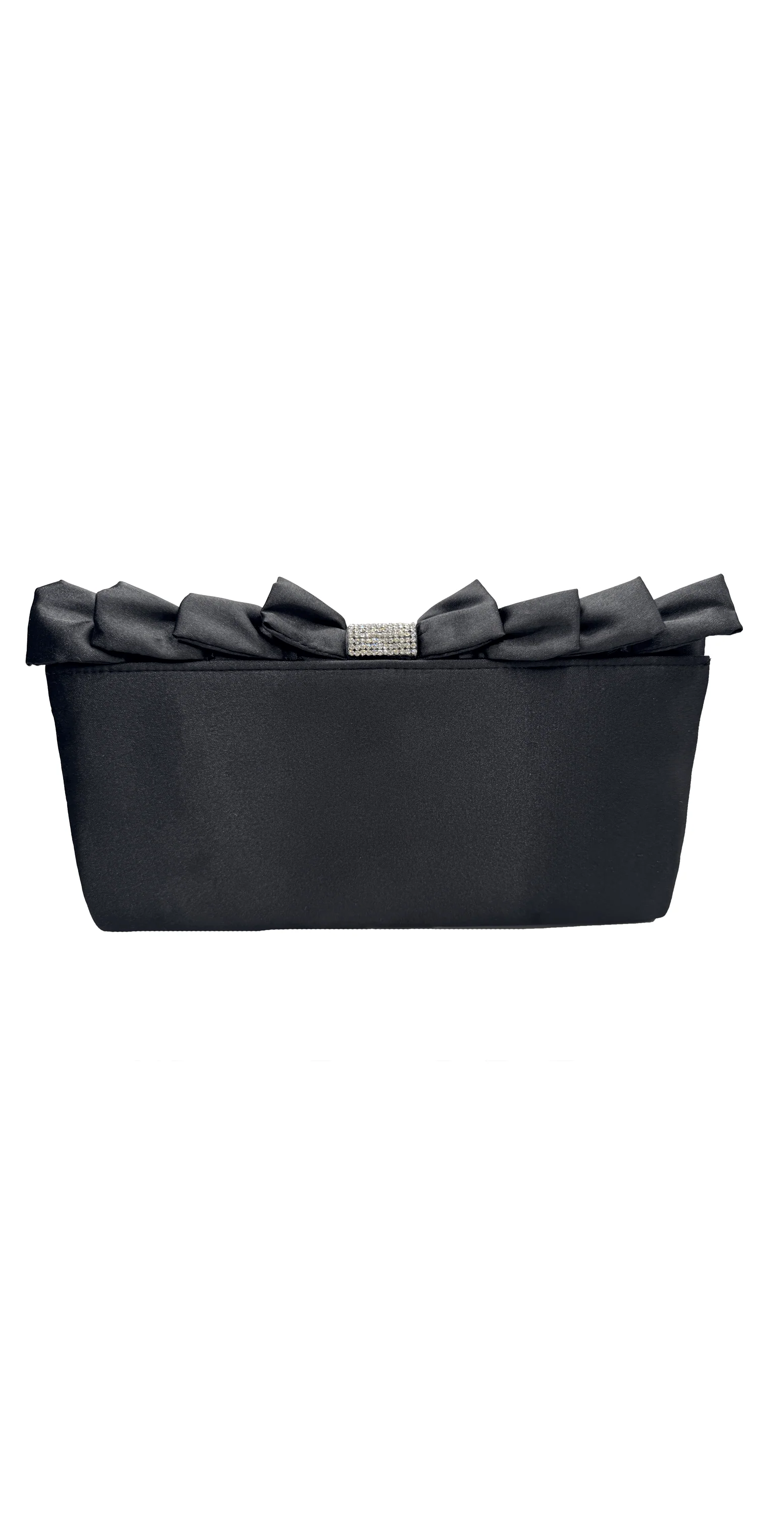 Satin Ruffle Full Flap Handbag with Rhinestone Detail - Image 2