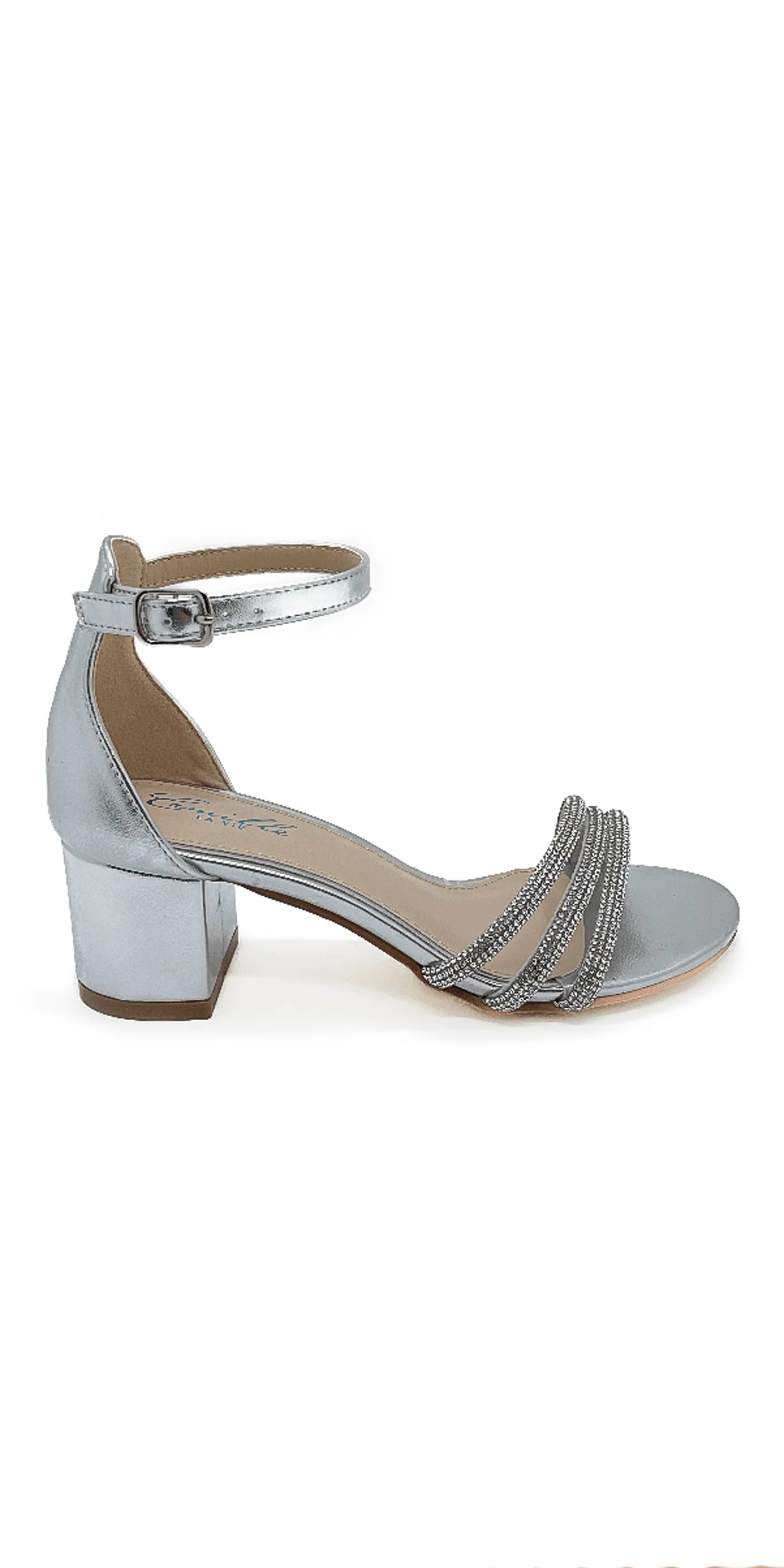 Scooter Metallic Low Block Heel Rhinestone Sandal - Image 5