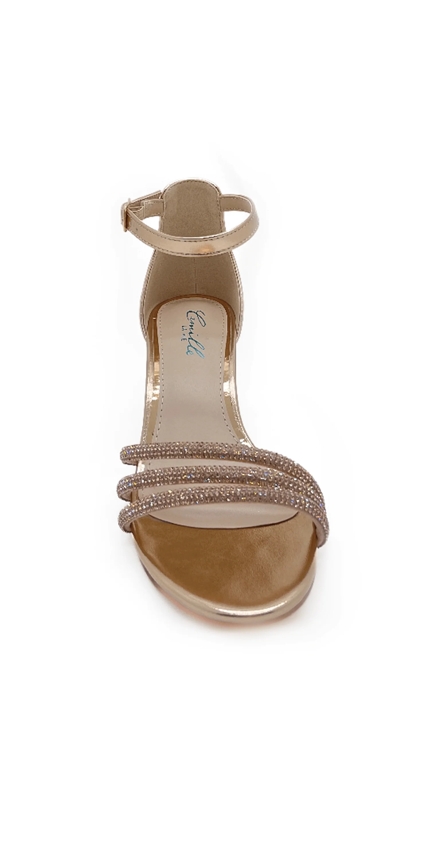 Scooter Metallic Low Block Heel Rhinestone Sandal - Image 6