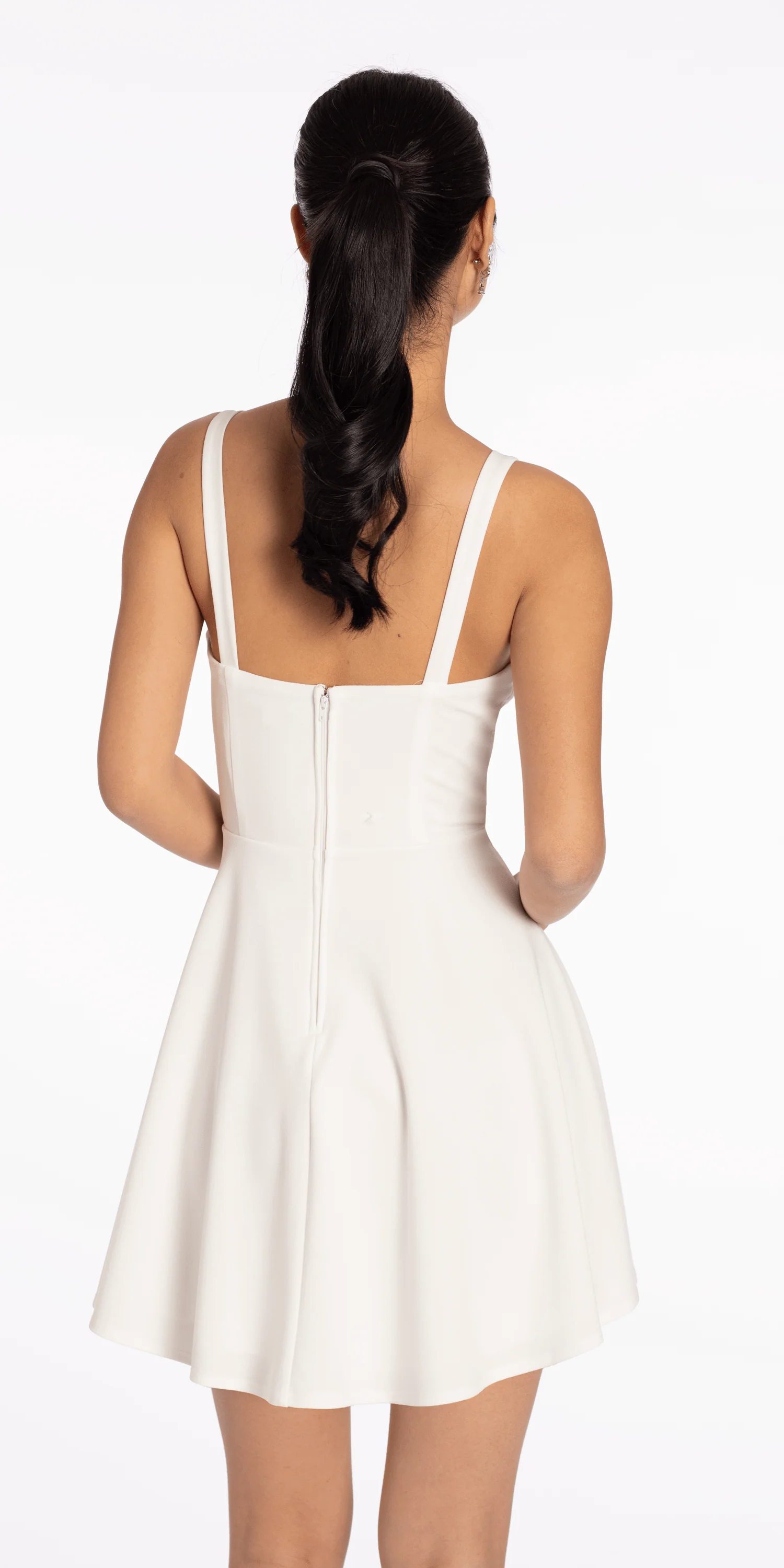 Scuba Sweetheart Skater Dress with Lace Bow Detail - Image 3