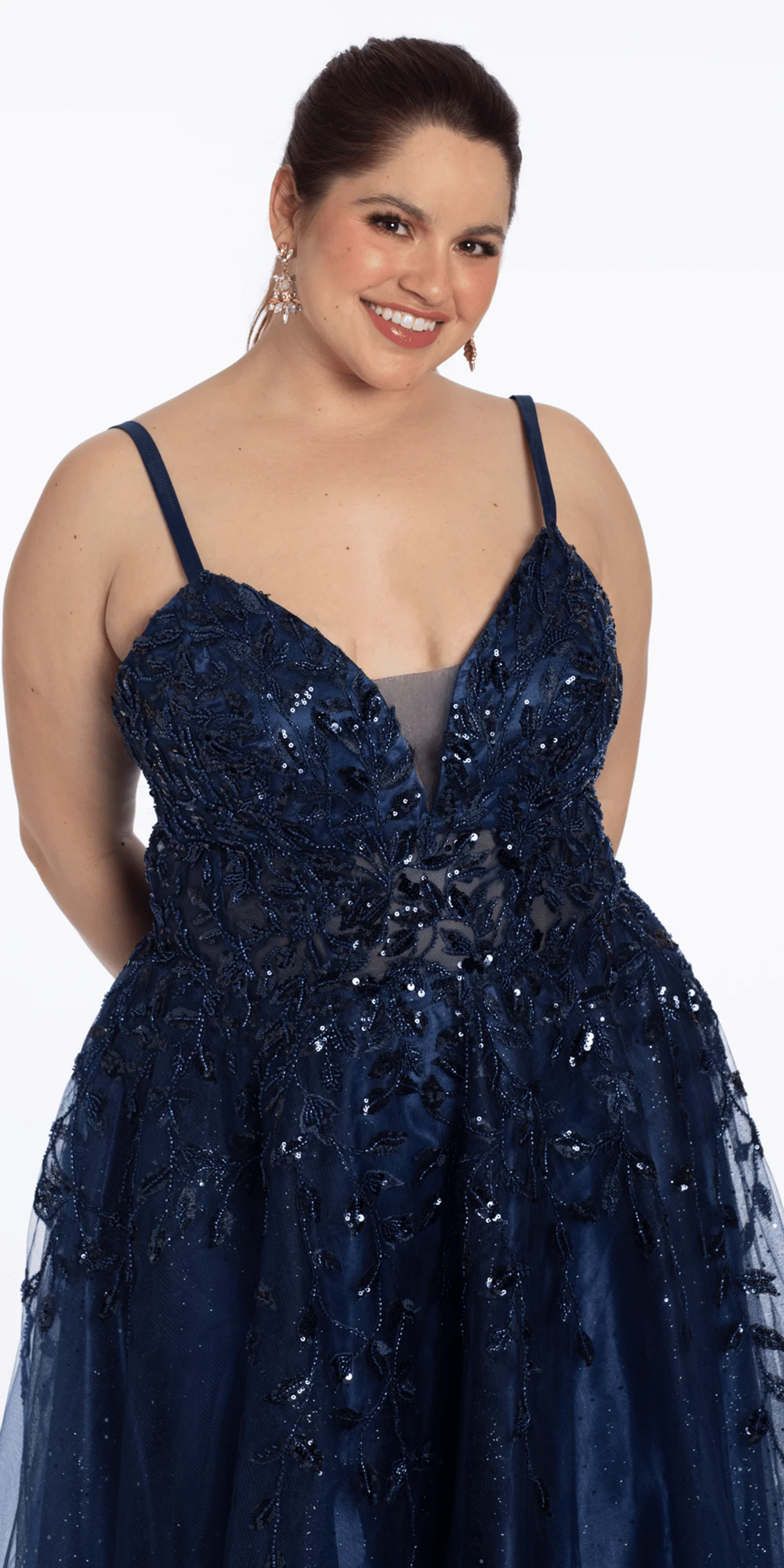 Sequin Embellished Plunge Glitter Tulle Ballgown - Image 7
