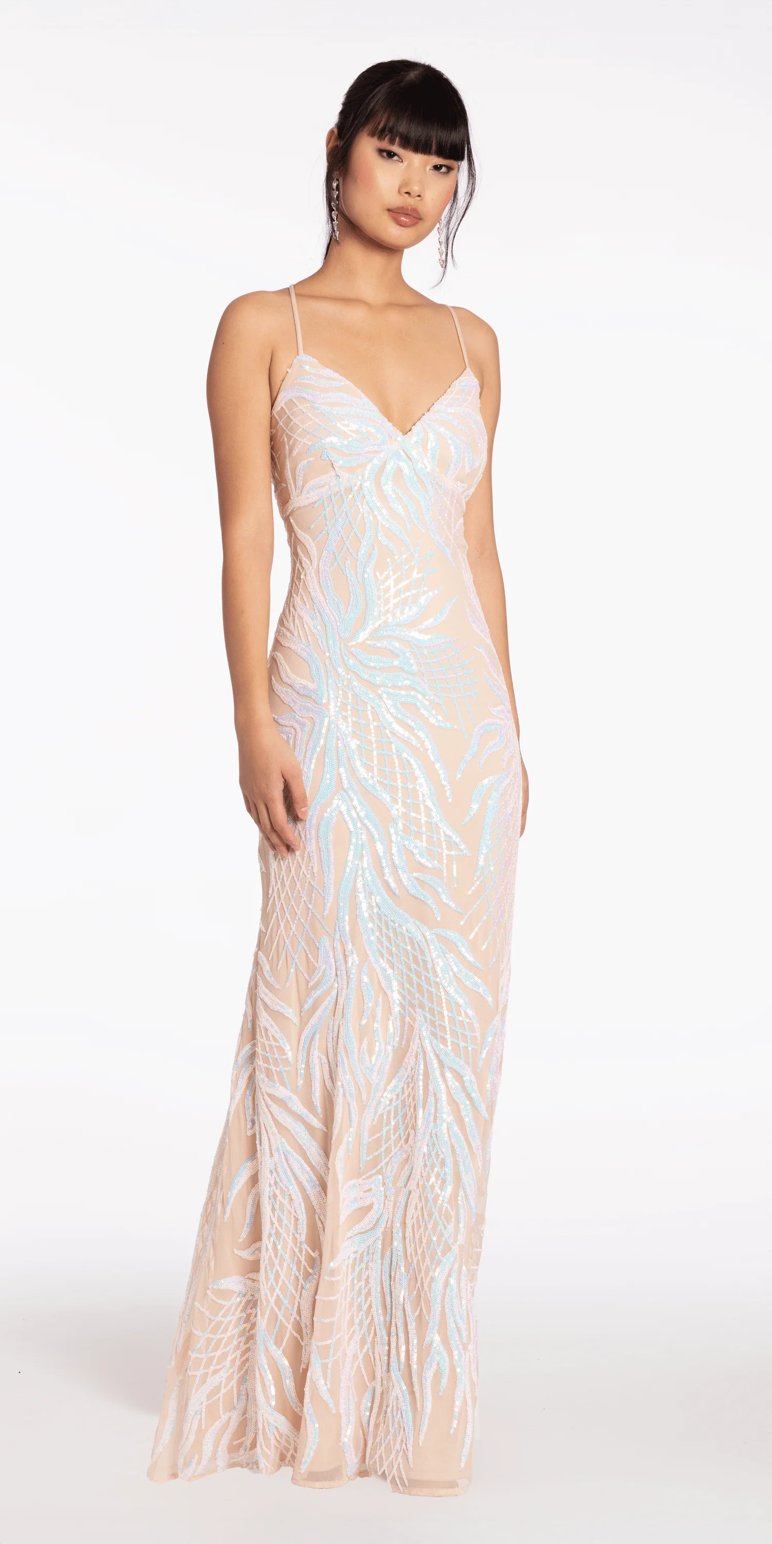 Sequin Lace Up Back Column Dress - Image 2