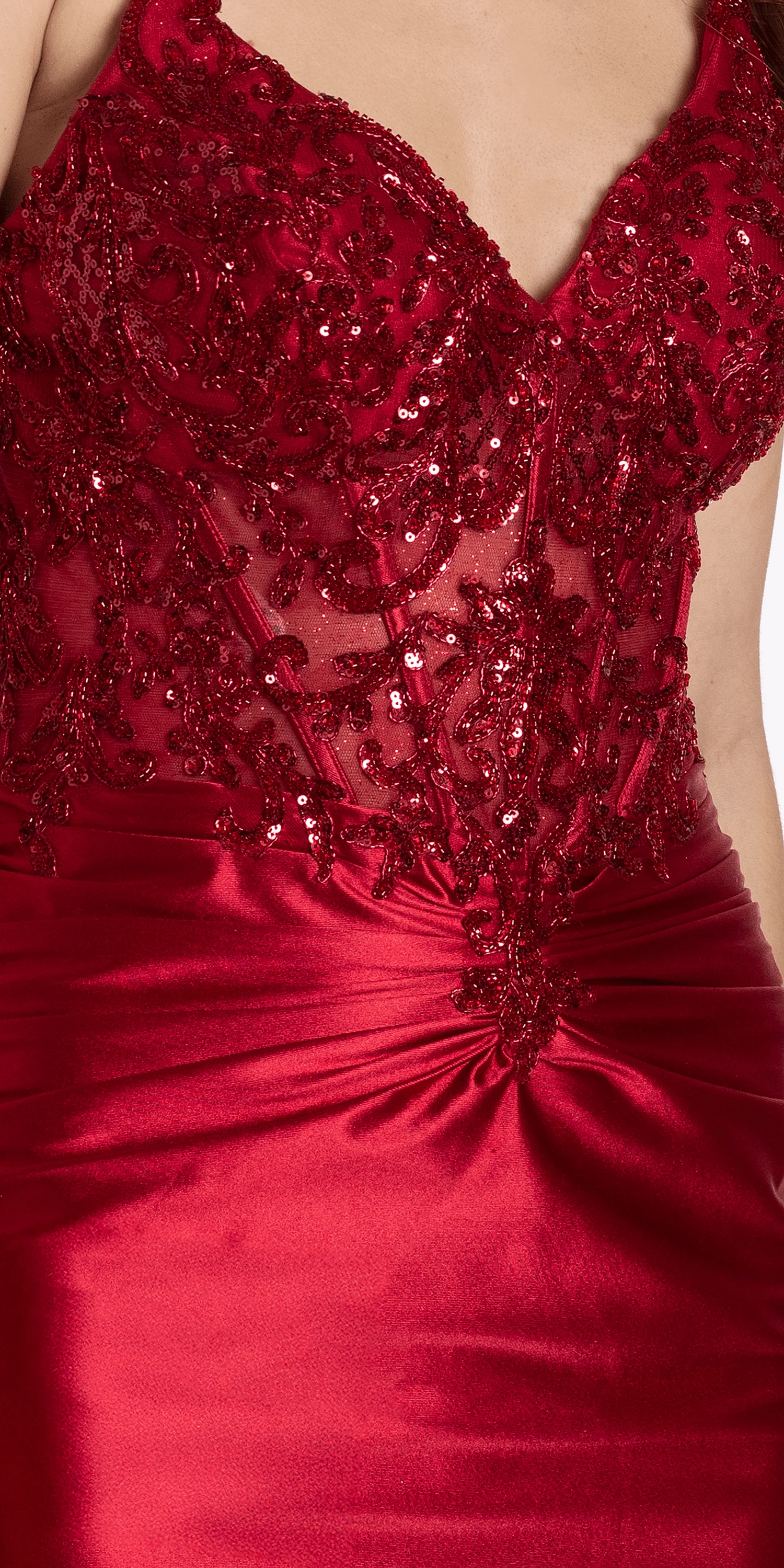 Sequin Sweetheart Satin Lace Up Back Bodycon Dress - Image 5