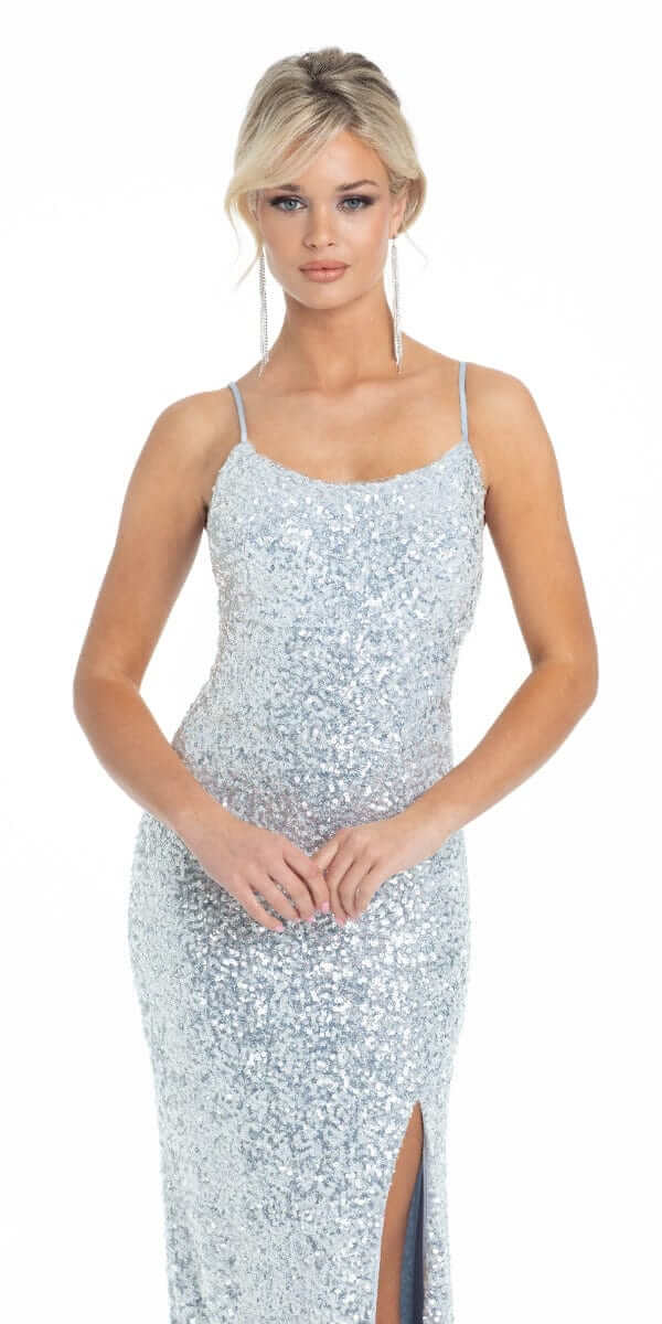 Side Slit Sequin Tie Back Dress - Image 5