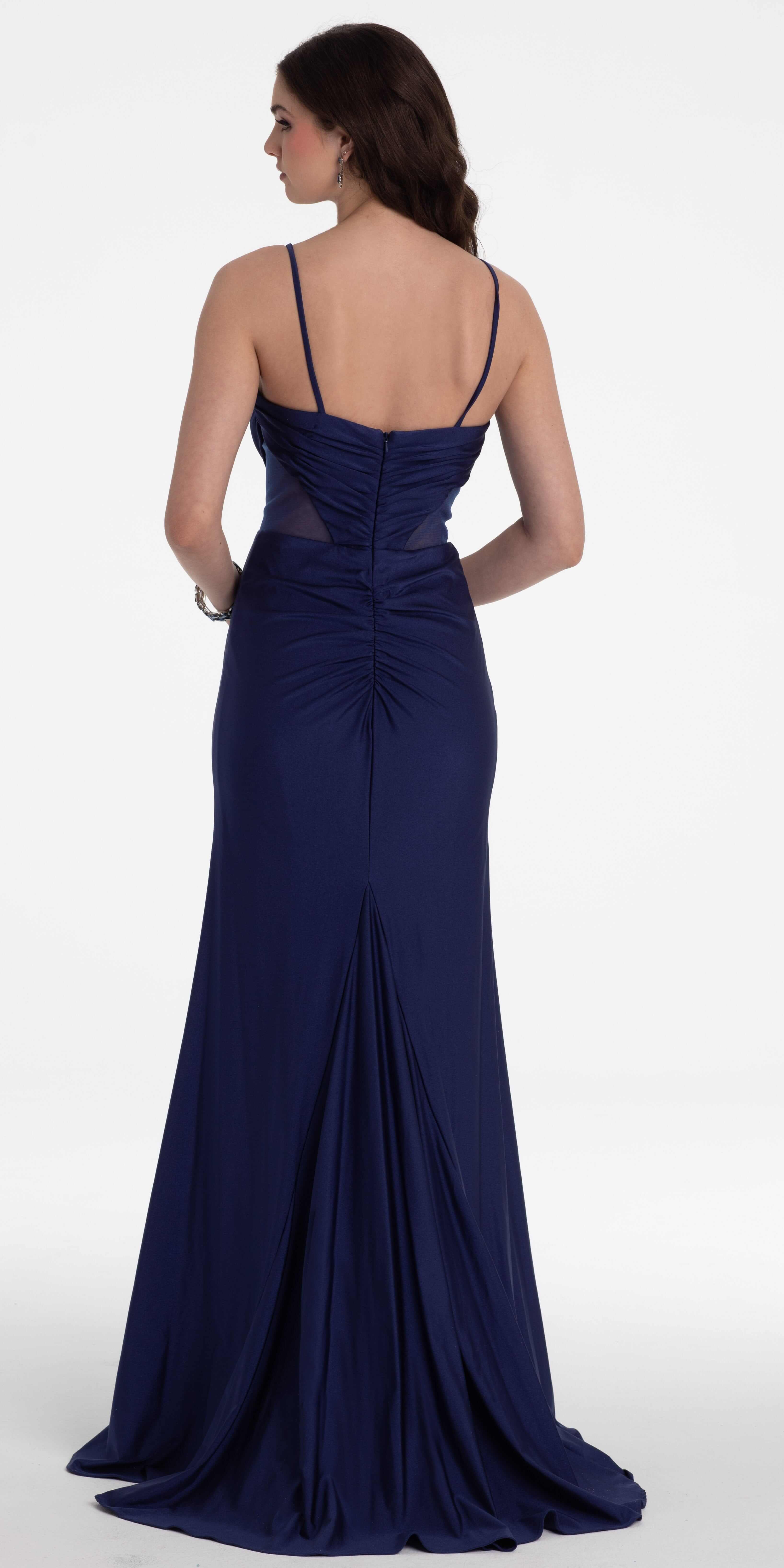 Spandex Beaded Sweetheart Trumpet Dress with Illusion Side Panels - Image 4