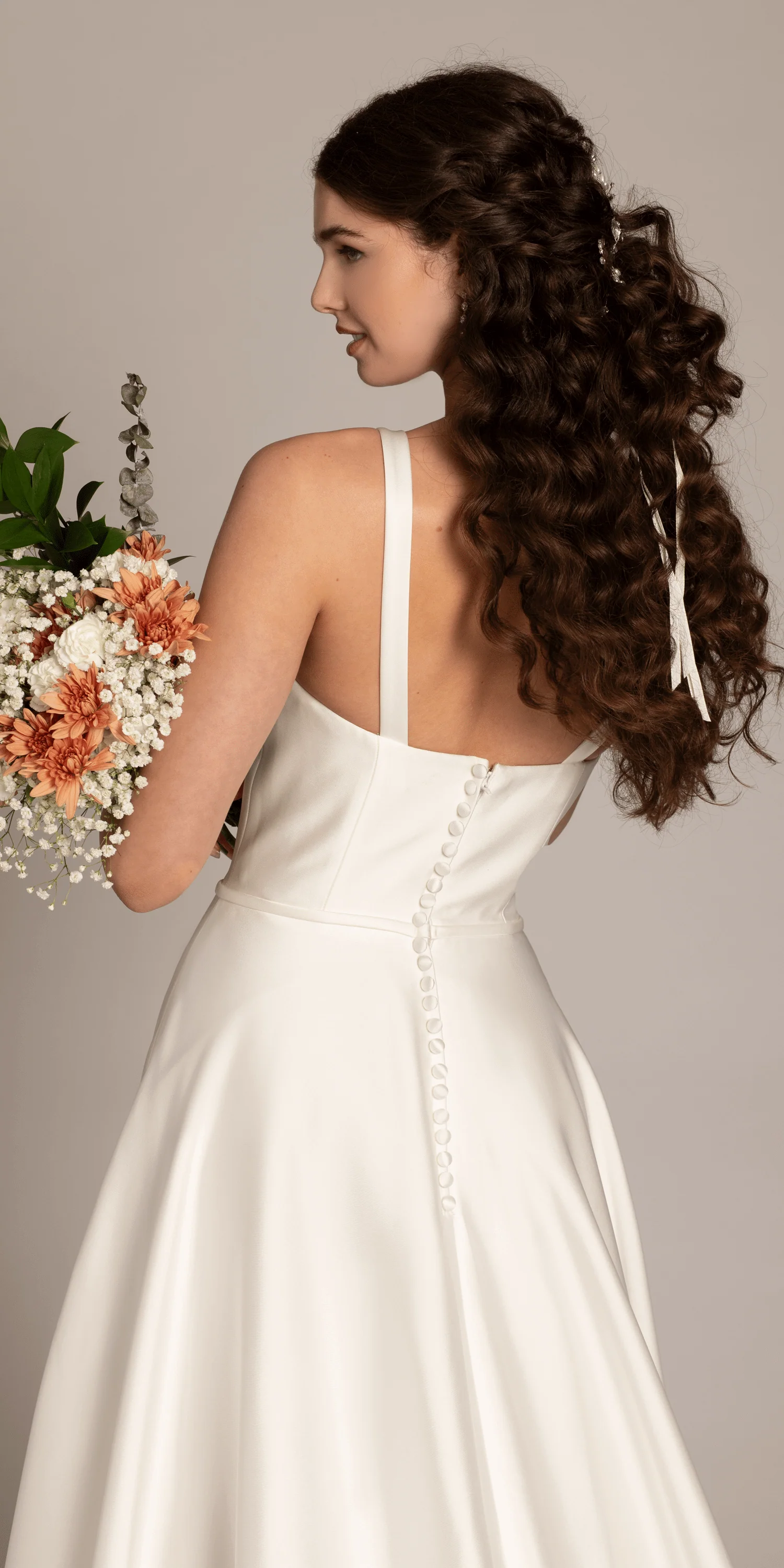 Square Neck Satin Ballgown with Pockets - Image 4