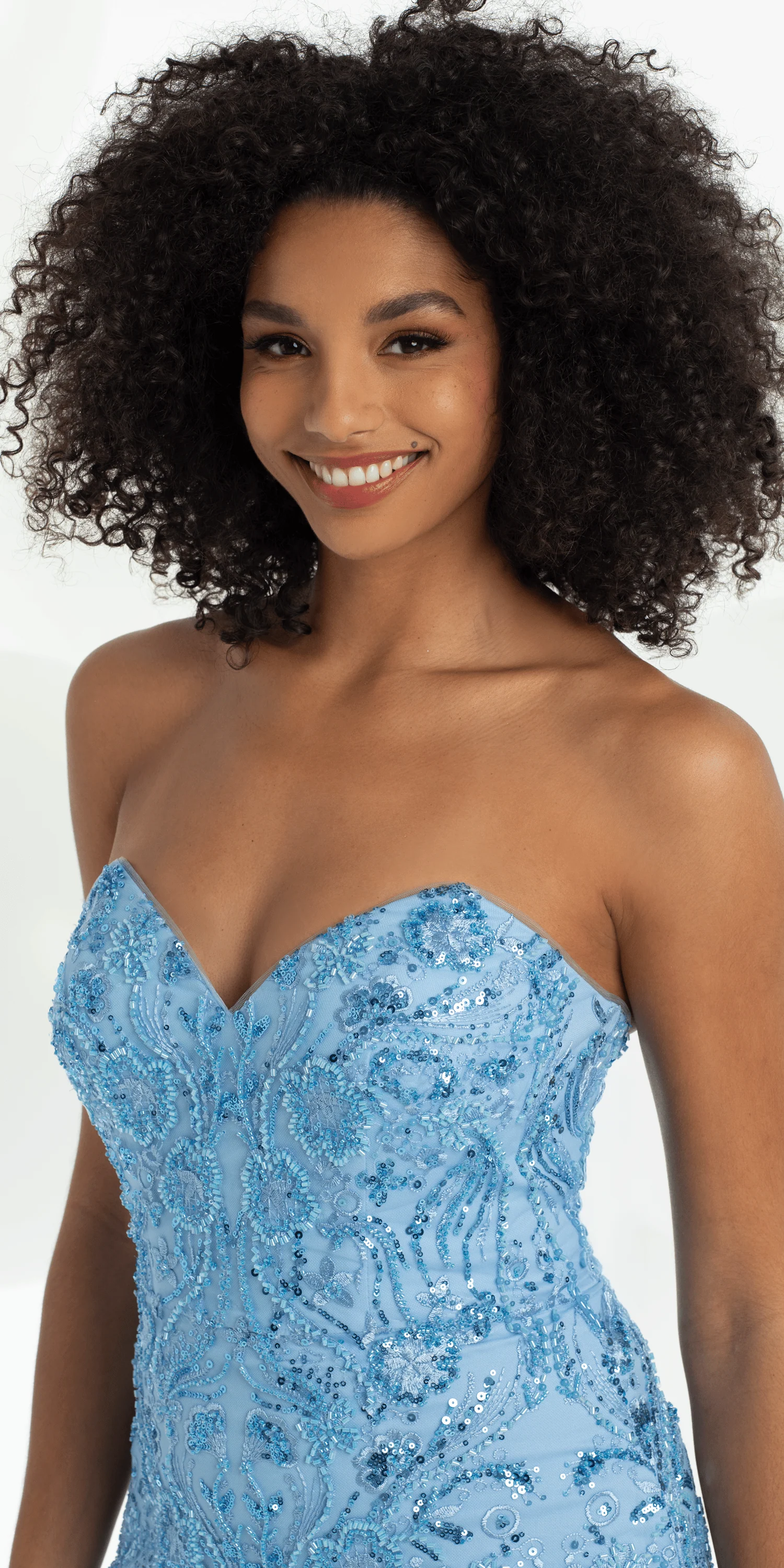 Strapless Beaded Mermaid Dress with Mesh Ruffle Godets - Image 2