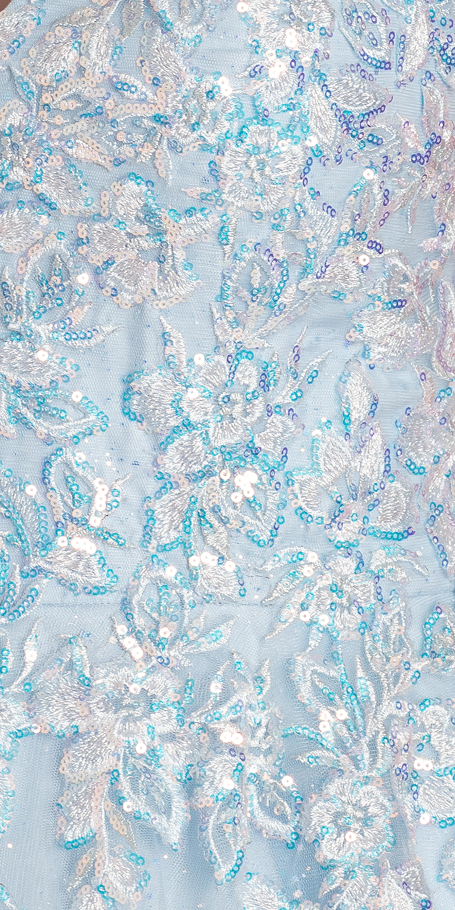 Strapless Embellish Glitter Ballgown with Floral Appliques - Image 5