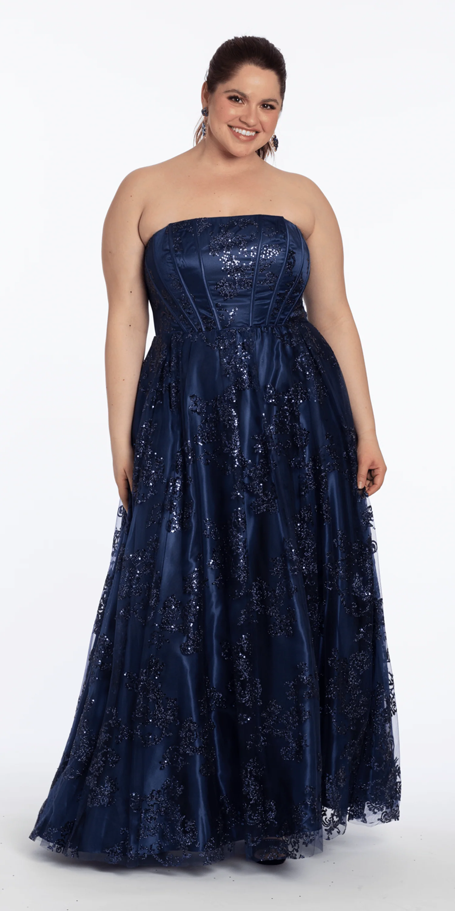 Strapless Glitter Mesh Corset Ballgown - Image 2