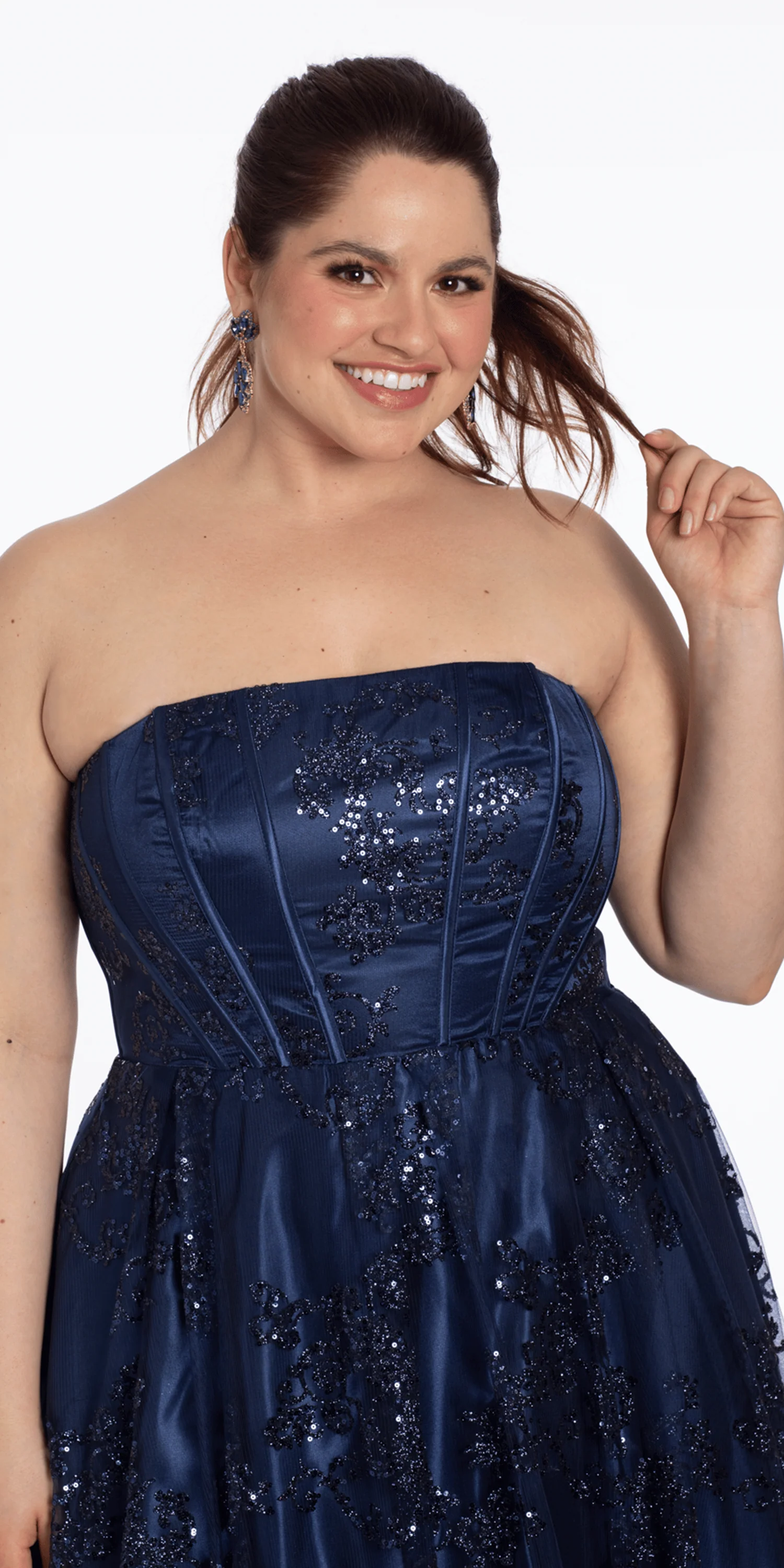 Strapless Glitter Mesh Corset Ballgown - Image 3