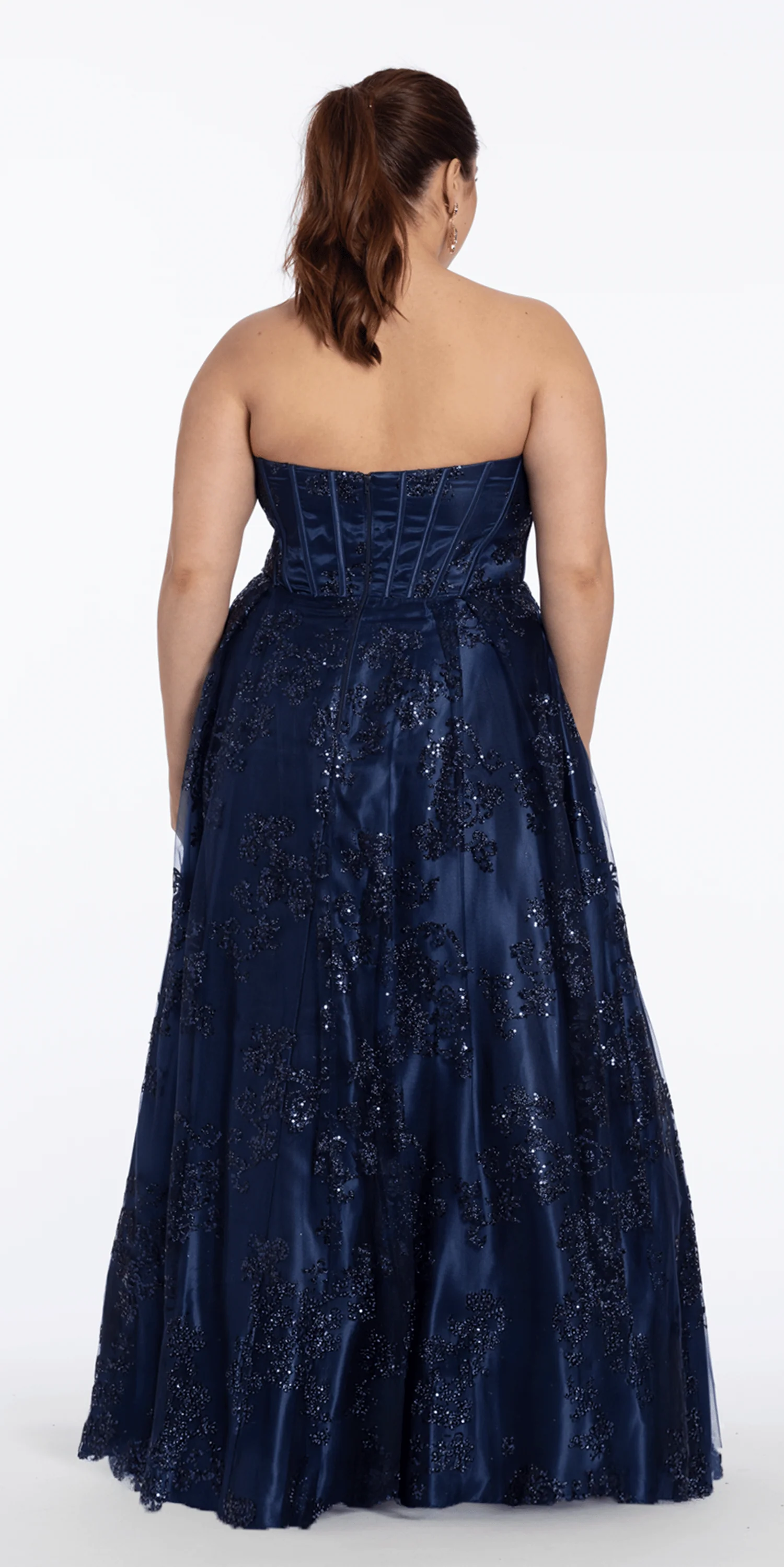 Strapless Glitter Mesh Corset Ballgown - Image 4