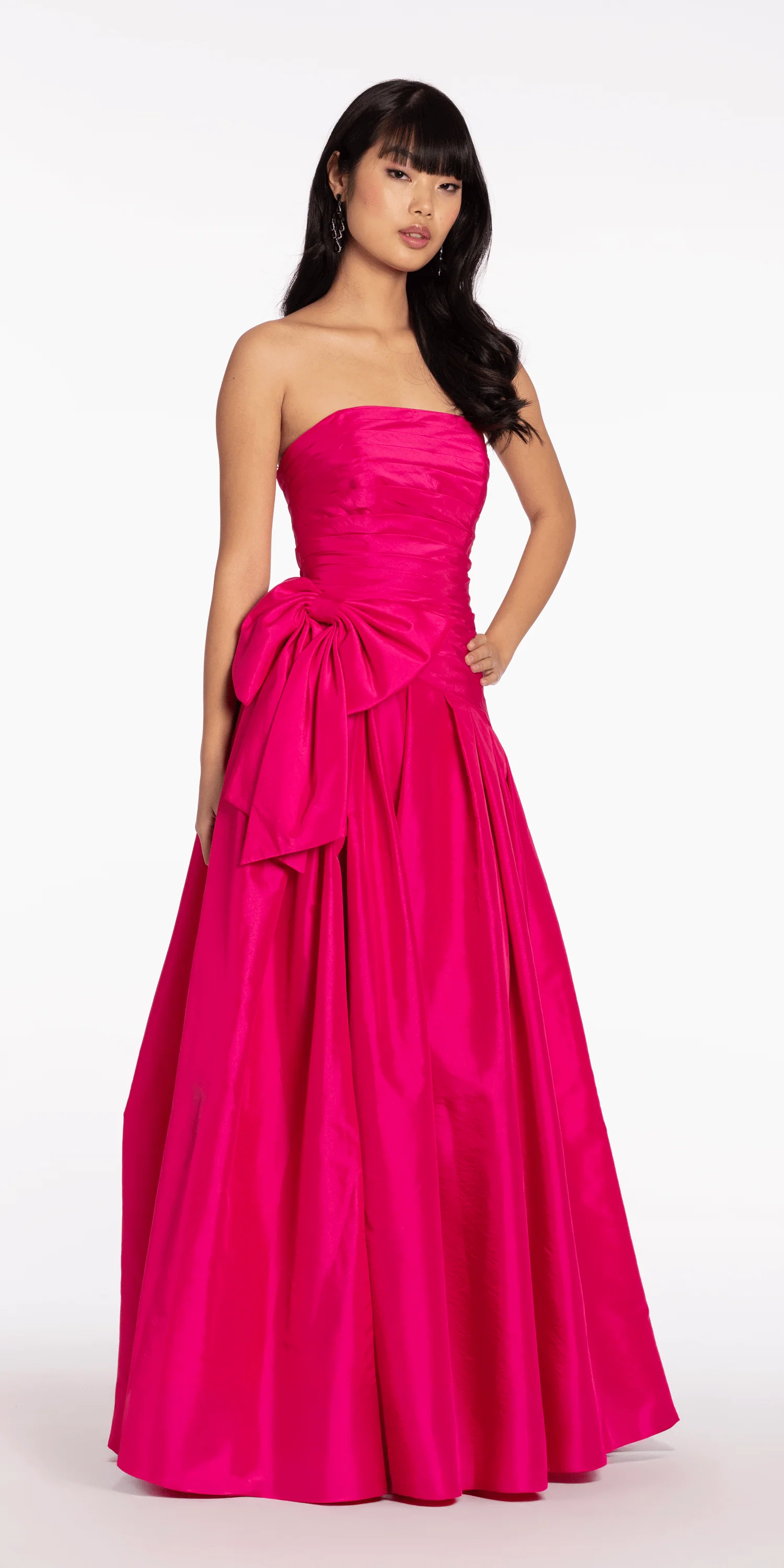 Strapless Pleated Taffeta Ballgown with Side Bow - Image 3