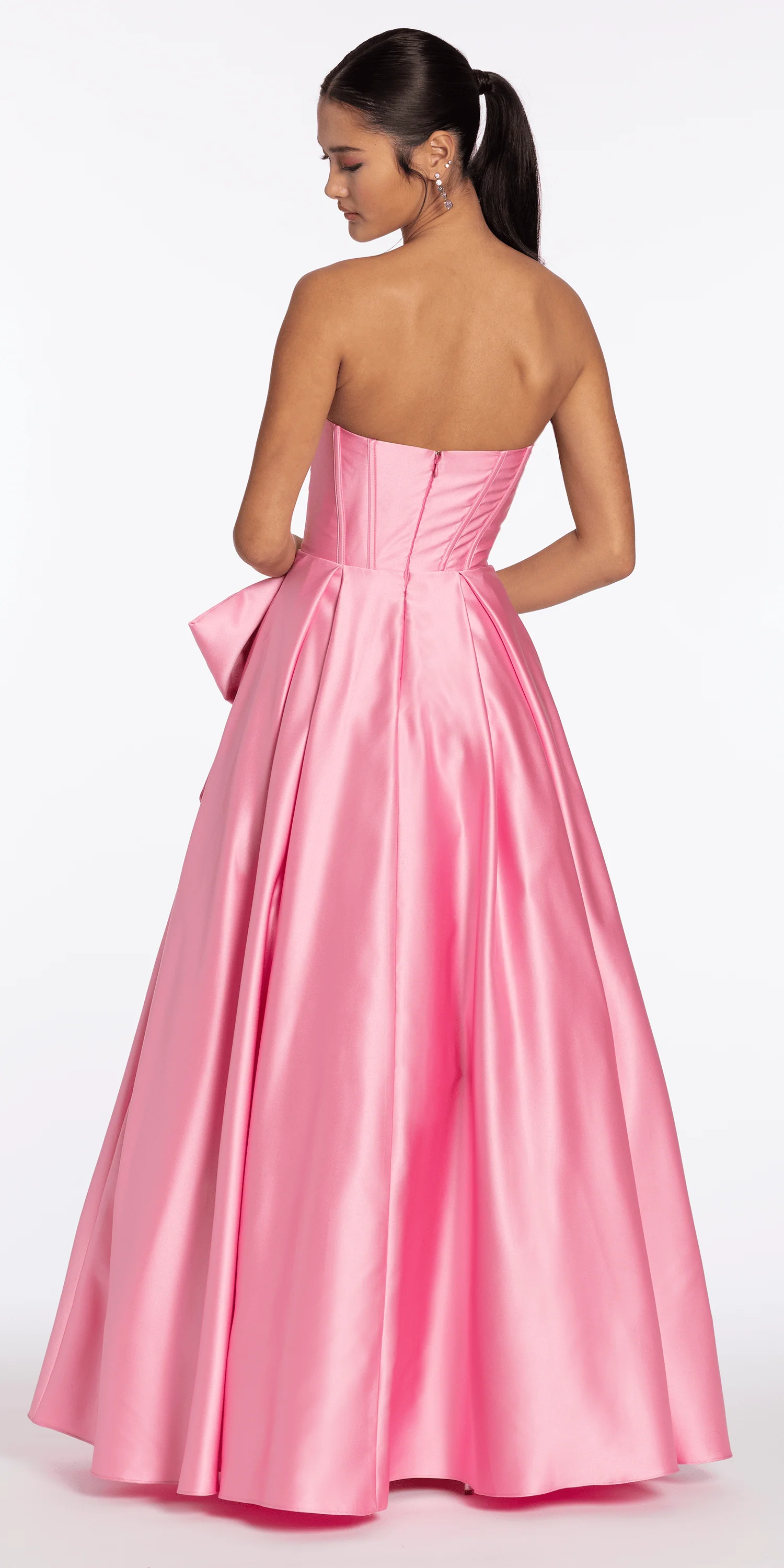 Strapless Satin Coreset Ballgown with Side Bow - Image 5