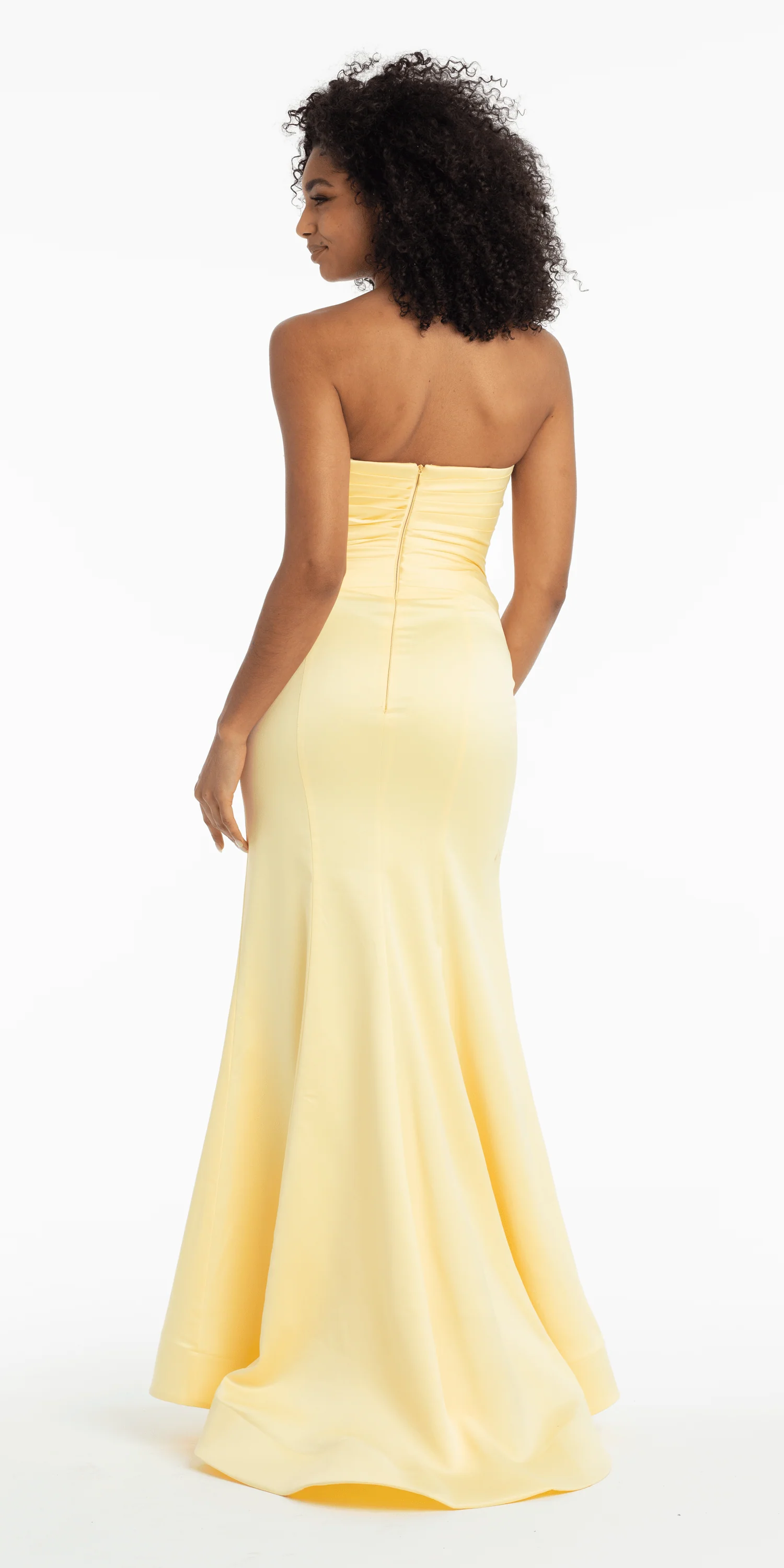 Strapless Pleated Cut Out Double Bow Trumpet Dress - Image 3