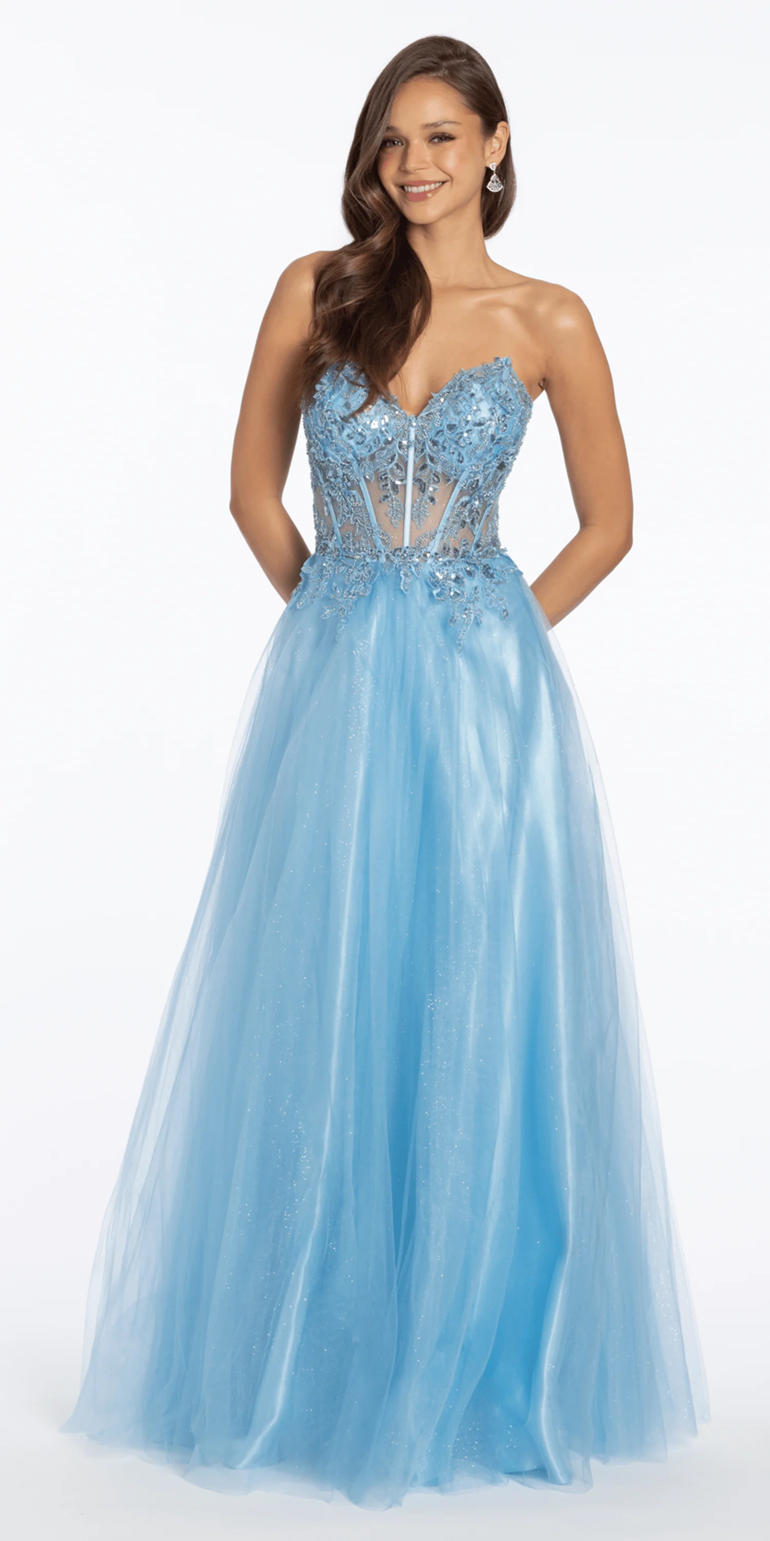 Strapless Sweetheart Glitter Tulle Corset Ballgown - Image 3