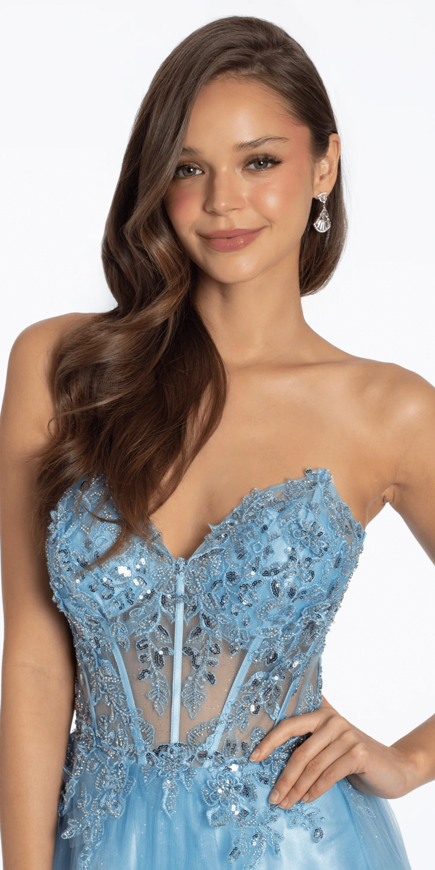 Strapless Sweetheart Glitter Tulle Corset Ballgown - Image 4