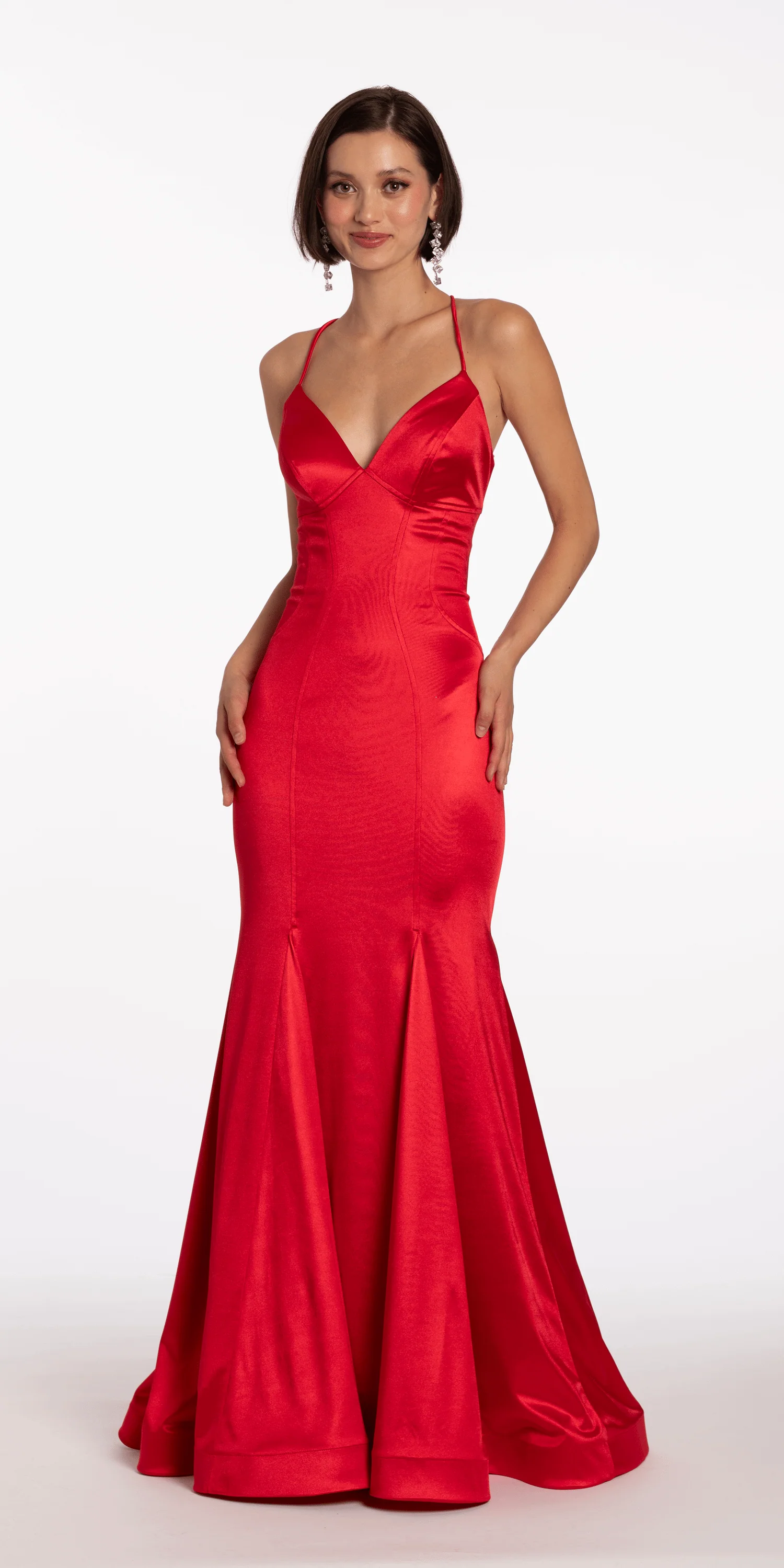 Strappy Back Satin Trumpet Dress with Godets - Image 4
