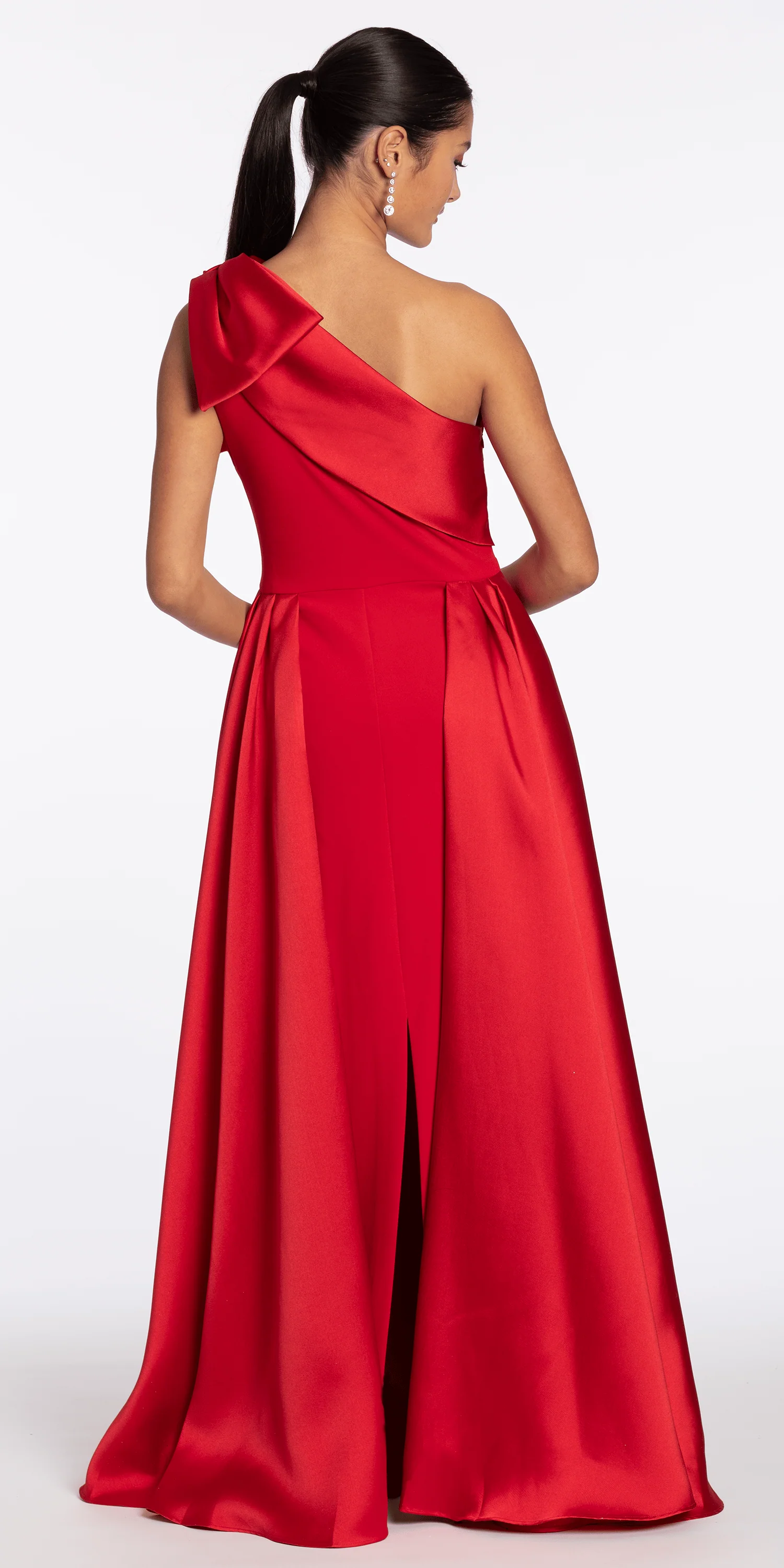 Stretch Crepe One Shoulder Dress with Mikado Cascades - Image 5