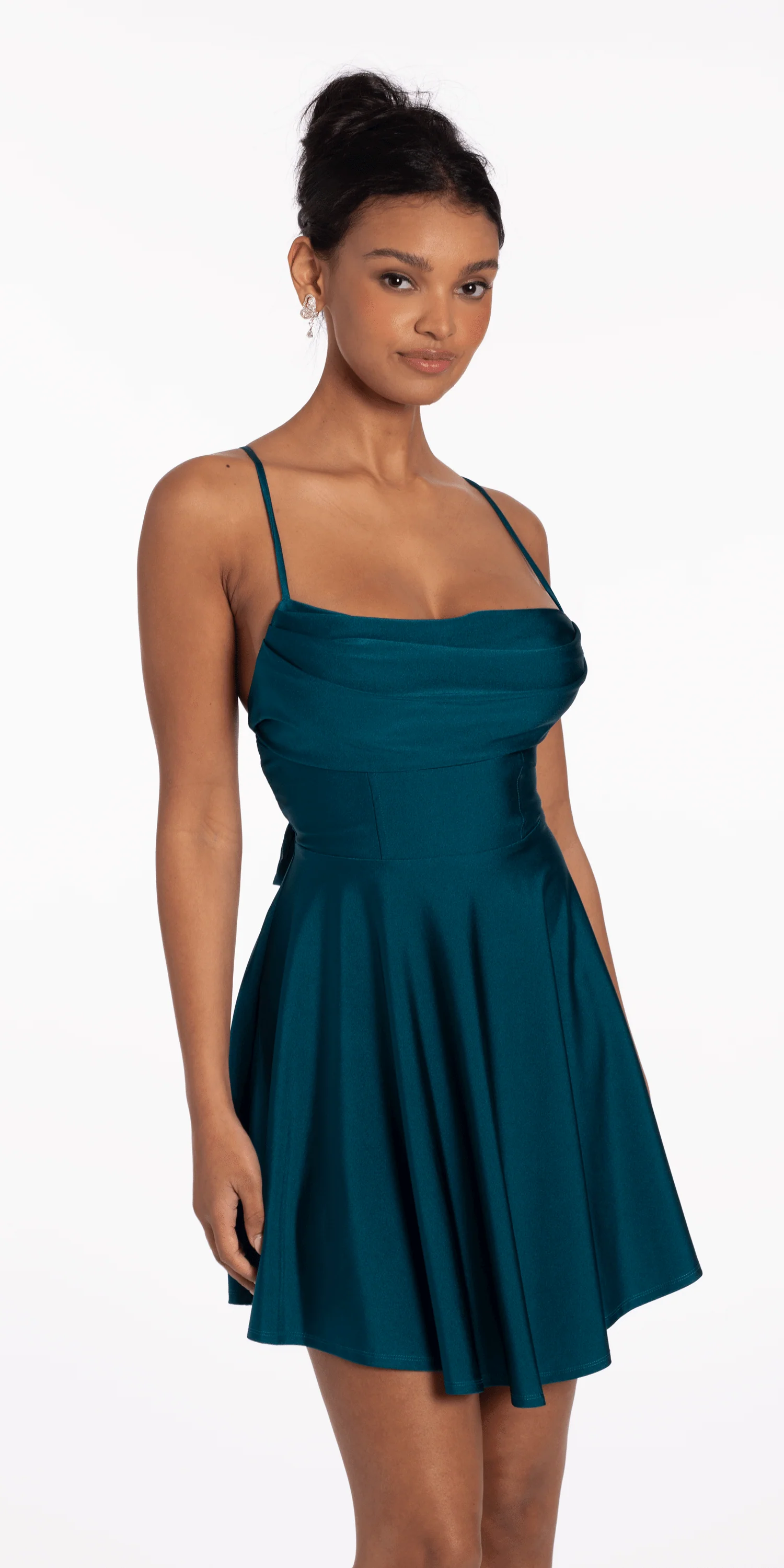 Stretch Satin Drape Tie Back Skater - Image 3
