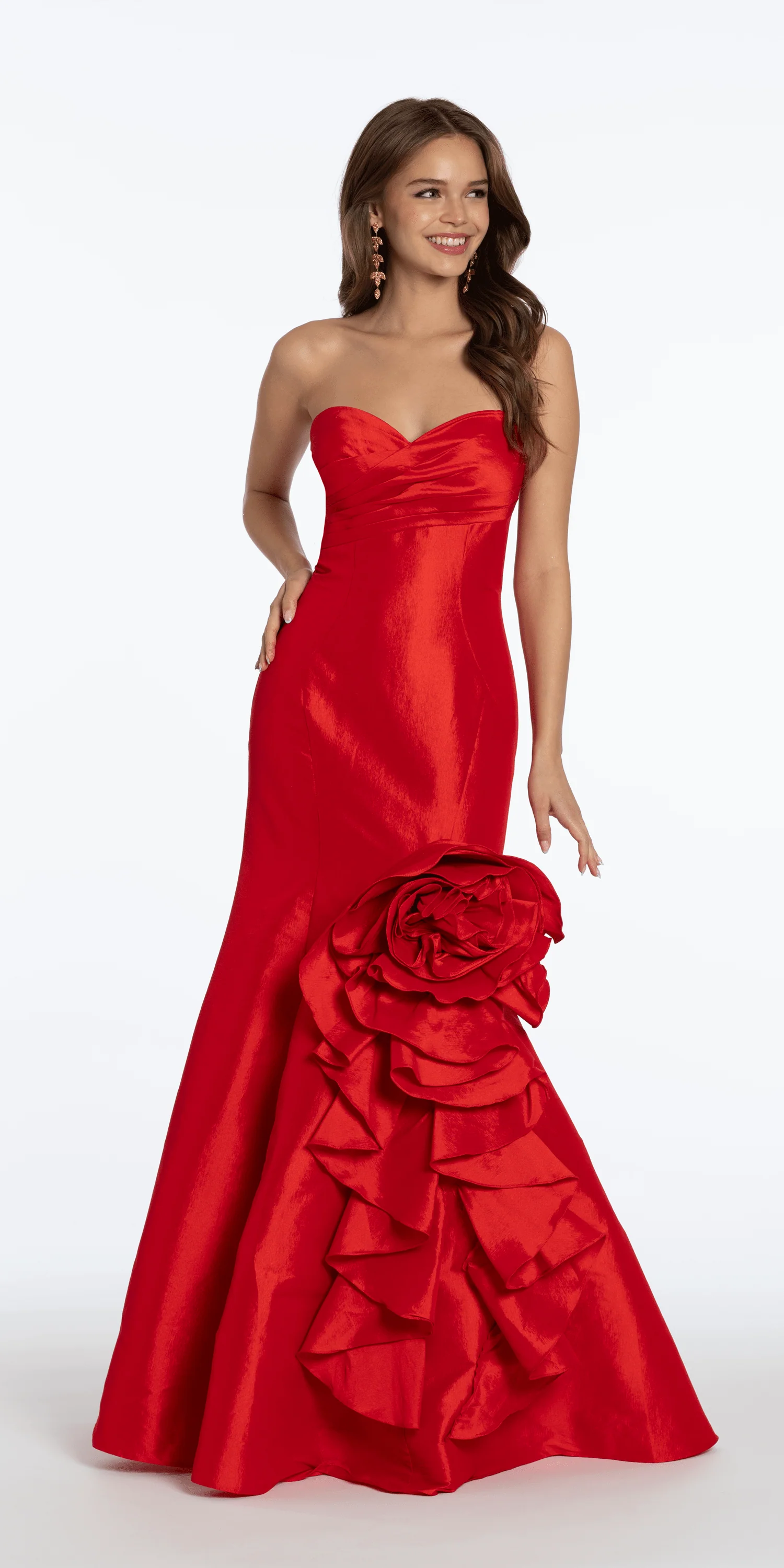 Stretch Taffeta Mermaid Dress with Ruffle Flower Hem - Image 3