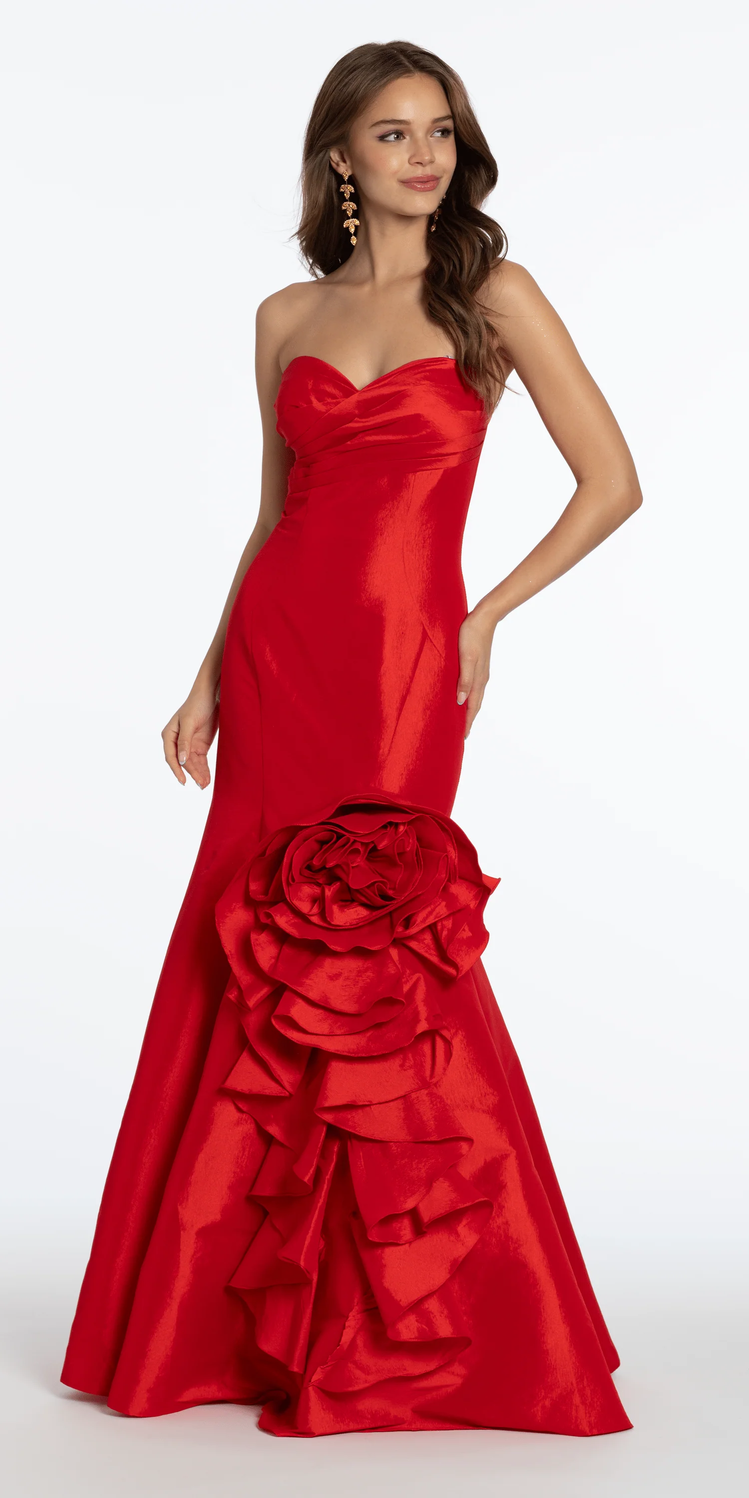 Stretch Taffeta Mermaid Dress with Ruffle Flower Hem - Image 4