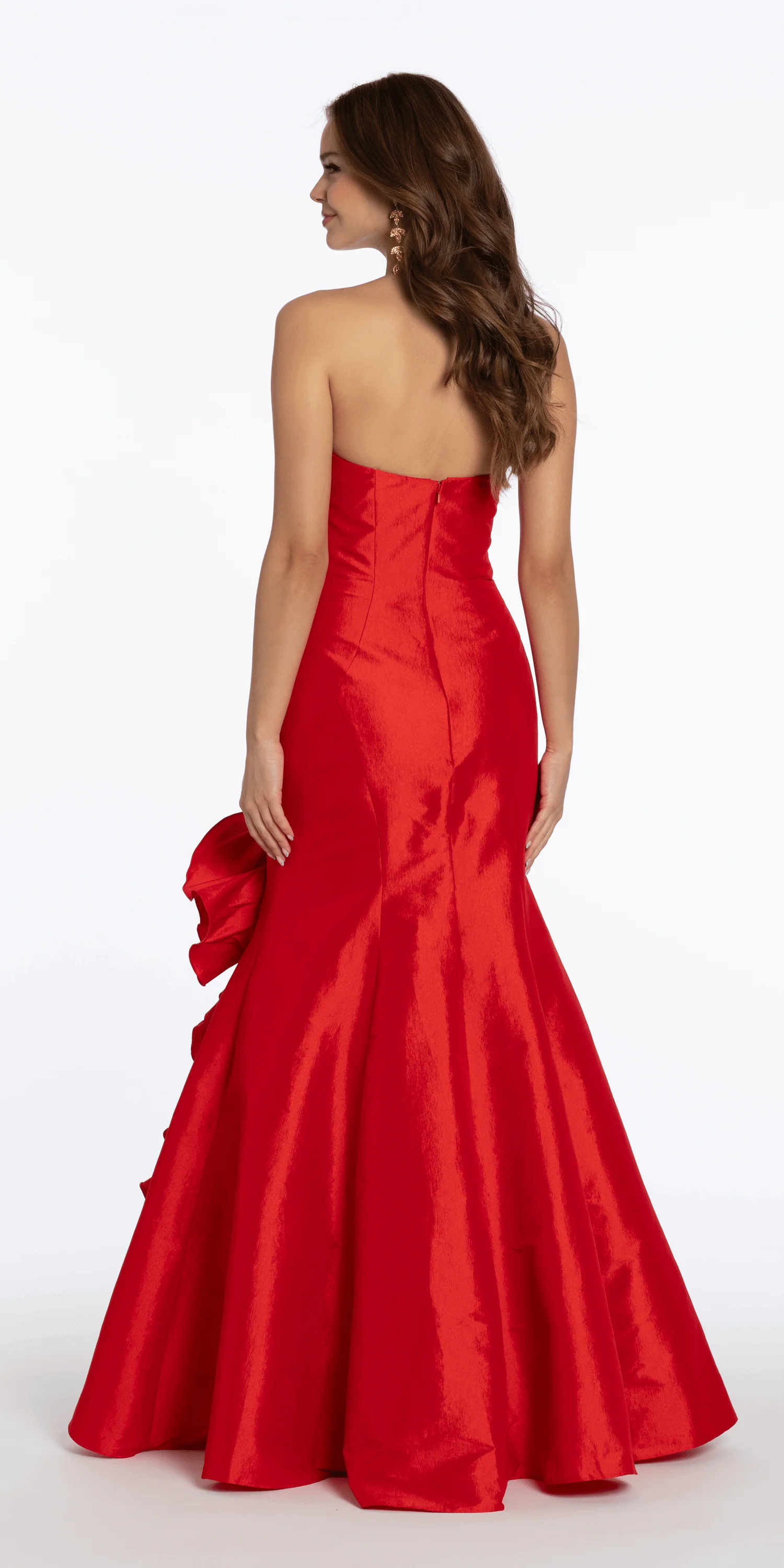 Stretch Taffeta Mermaid Dress with Ruffle Flower Hem - Image 5