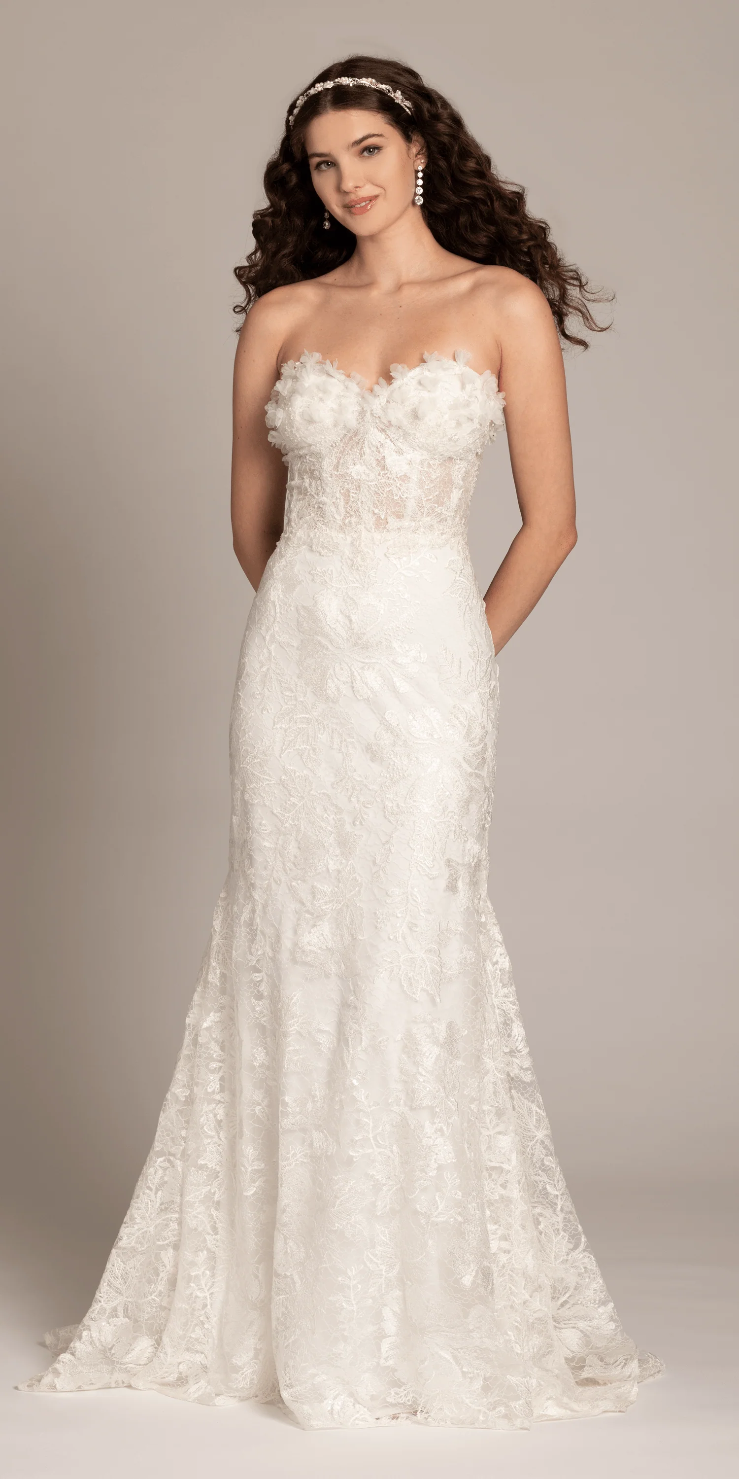 Sweetheart 3D Embellished Lace Corset Mermaid Dress - Image 3