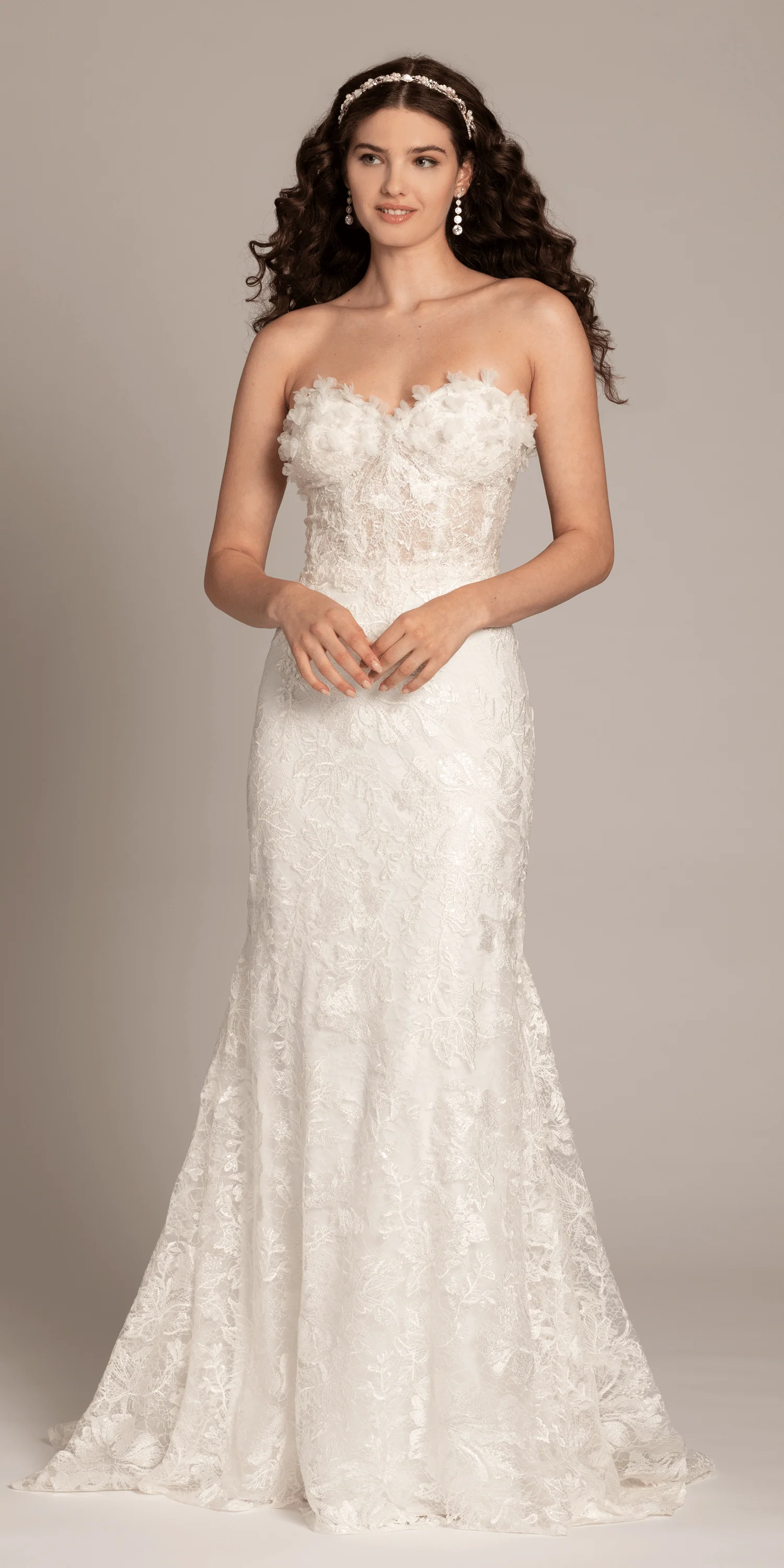 Sweetheart 3D Embellished Lace Corset Mermaid Dress - Image 4