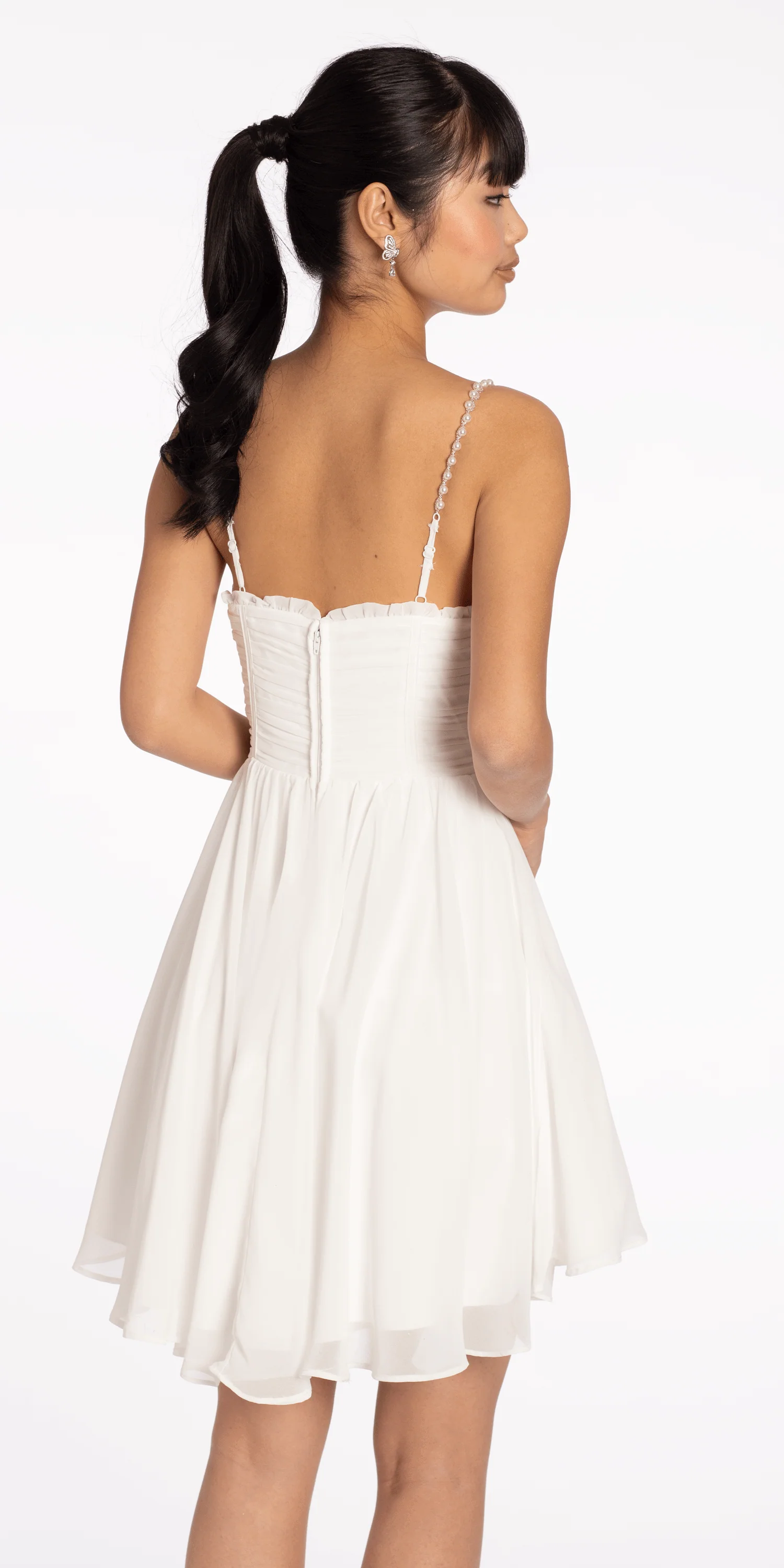 Sweetheart Corset Fit and Flare Dress with Pearl Straps - Image 5