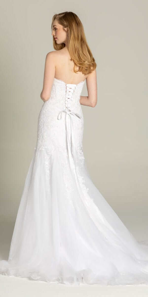 Sweetheart  Embroidered Trumpet Dress with Tulle Godets - Image 5