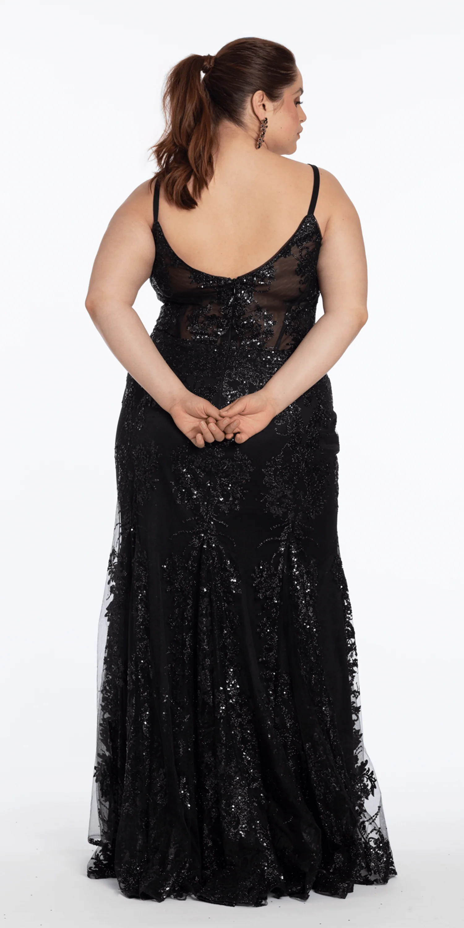 Sweetheart Glitter Corset V Back Mermaid Dress - Image 8