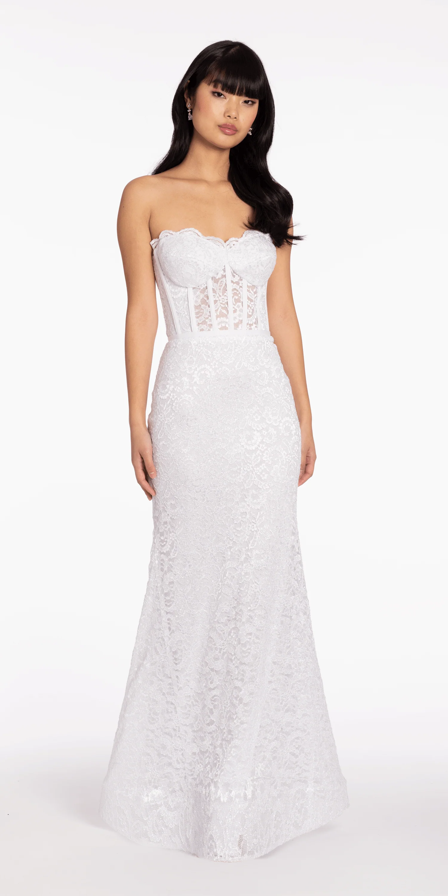 Sweetheart Glitter Floral Lace Corset Trumpet Dress - Image 2