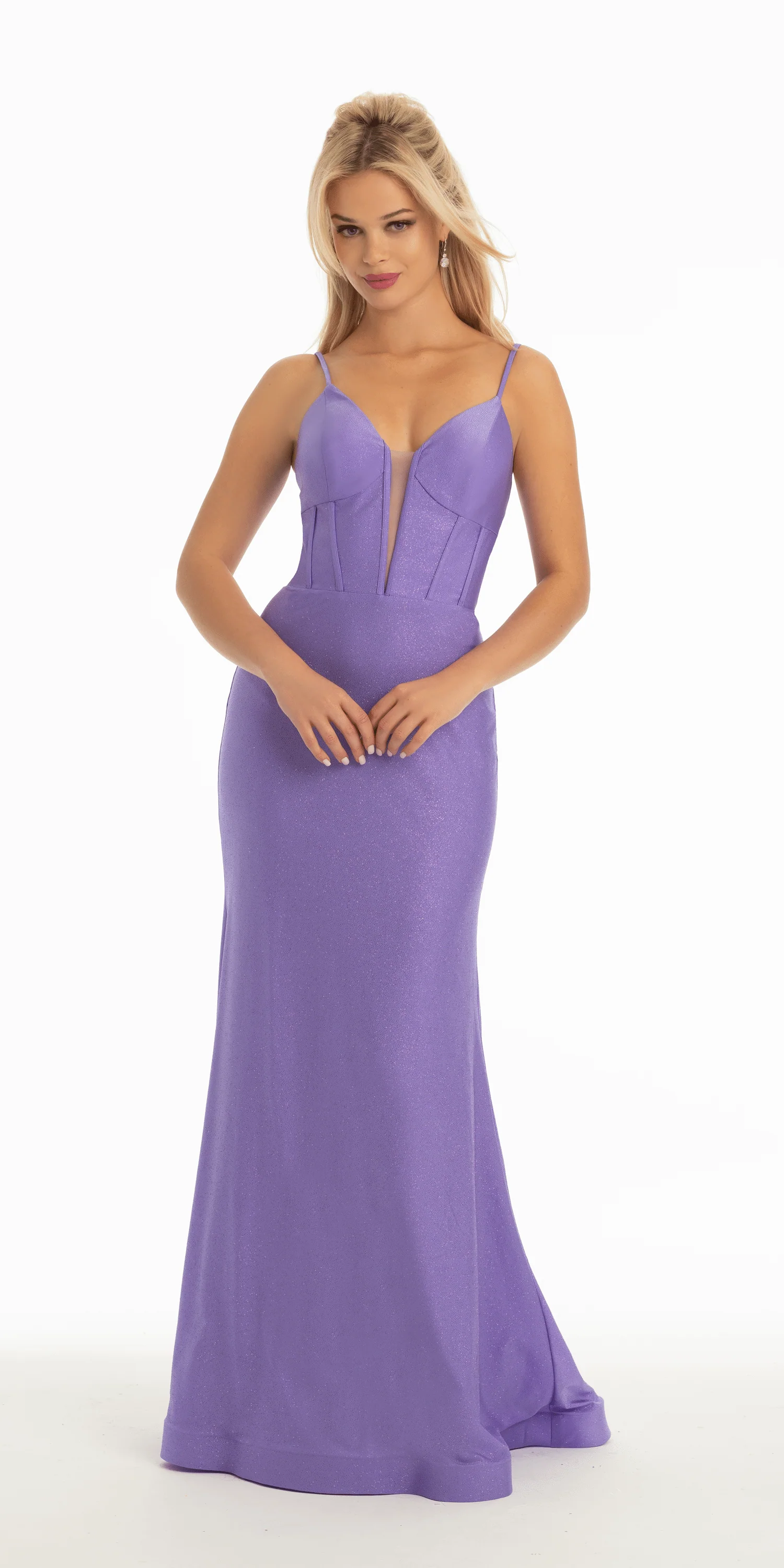 Sweetheart Glitter Jersey Trumpet Dress with Illusion Back Corset - Image 2