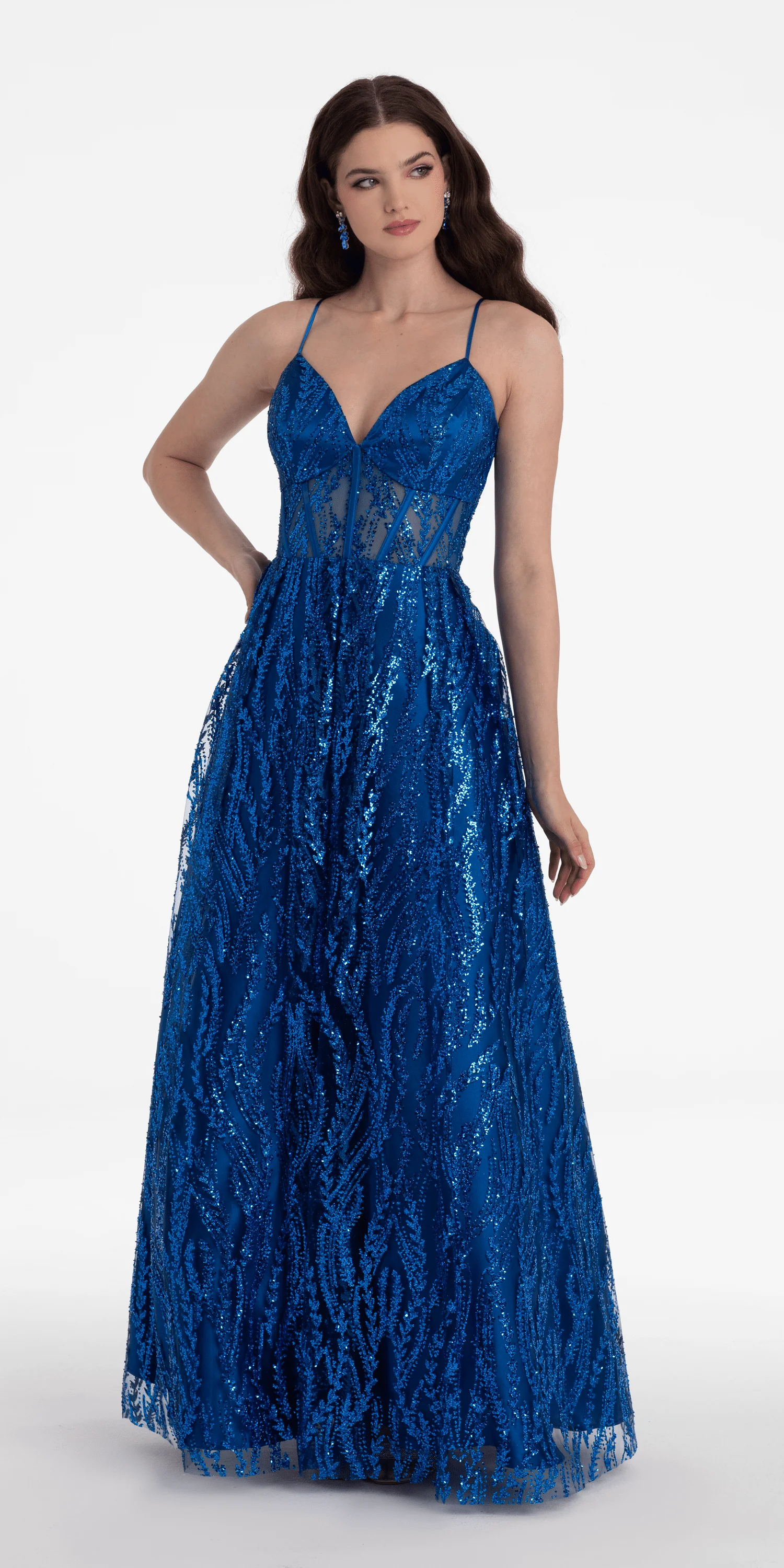 Sweetheart Glitter Mesh Illusion Corset Ballgown - Image 3