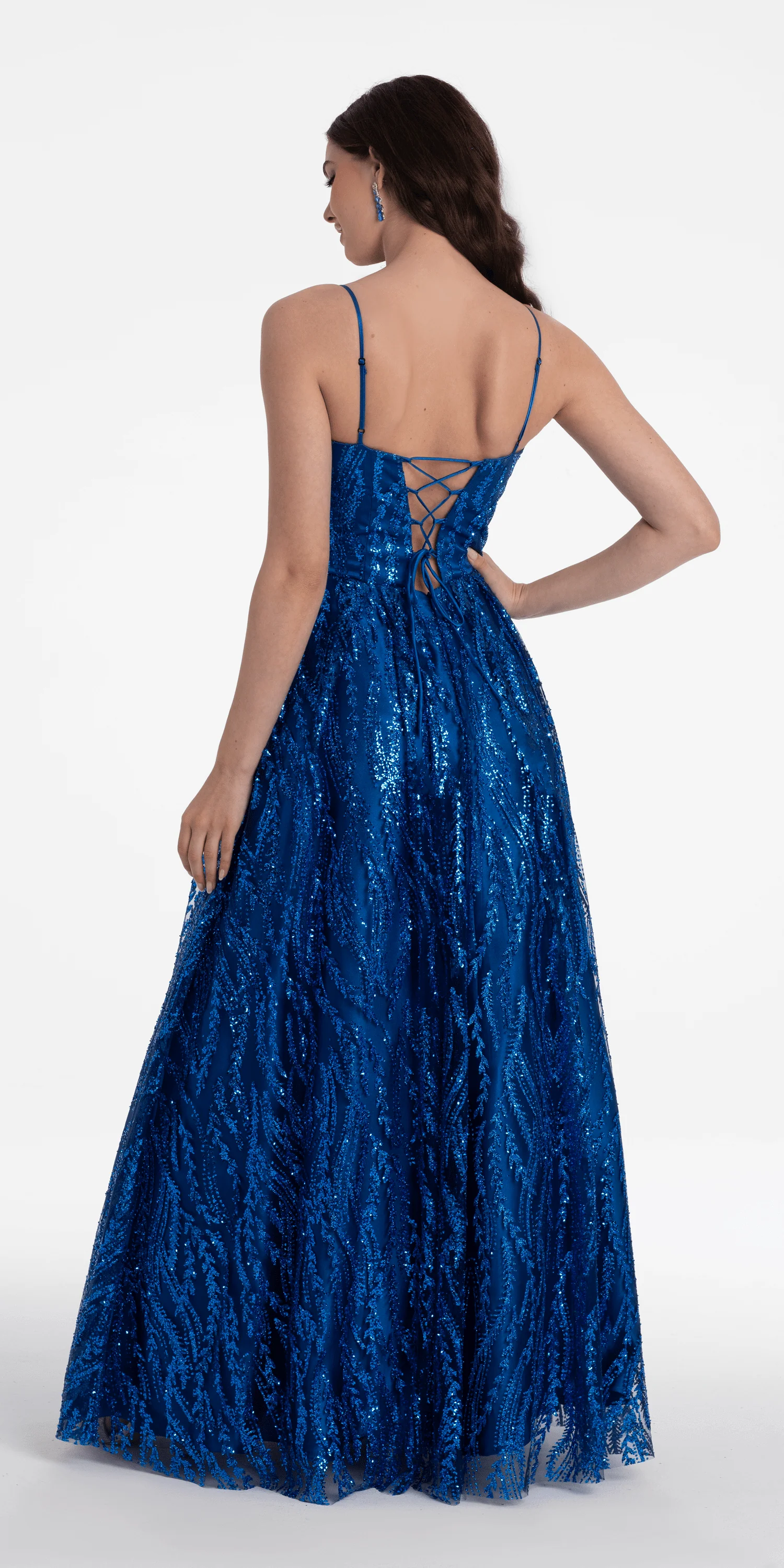 Sweetheart Glitter Mesh Illusion Corset Ballgown - Image 4
