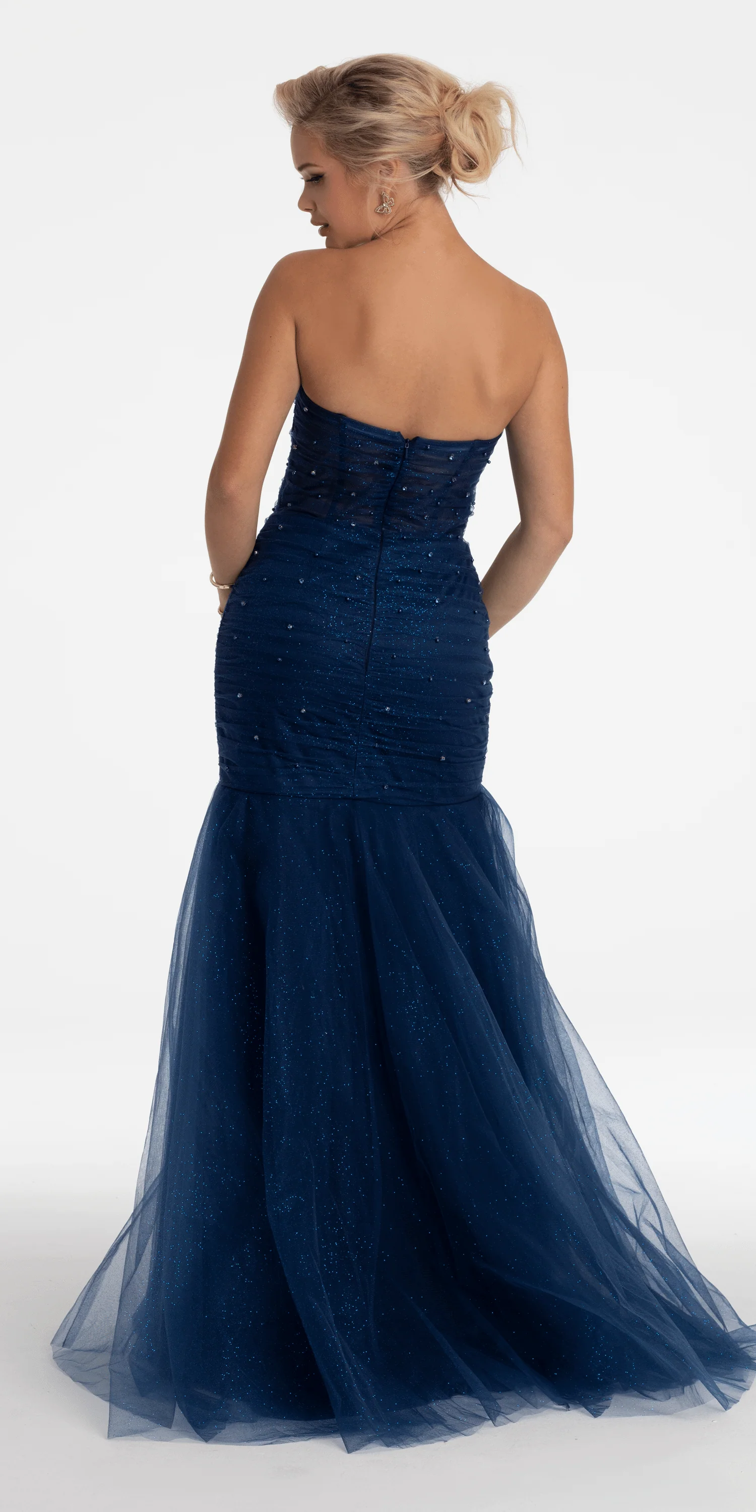 Sweetheart Sequin Glitter Mermaid Dress with Stone Accents - Image 6