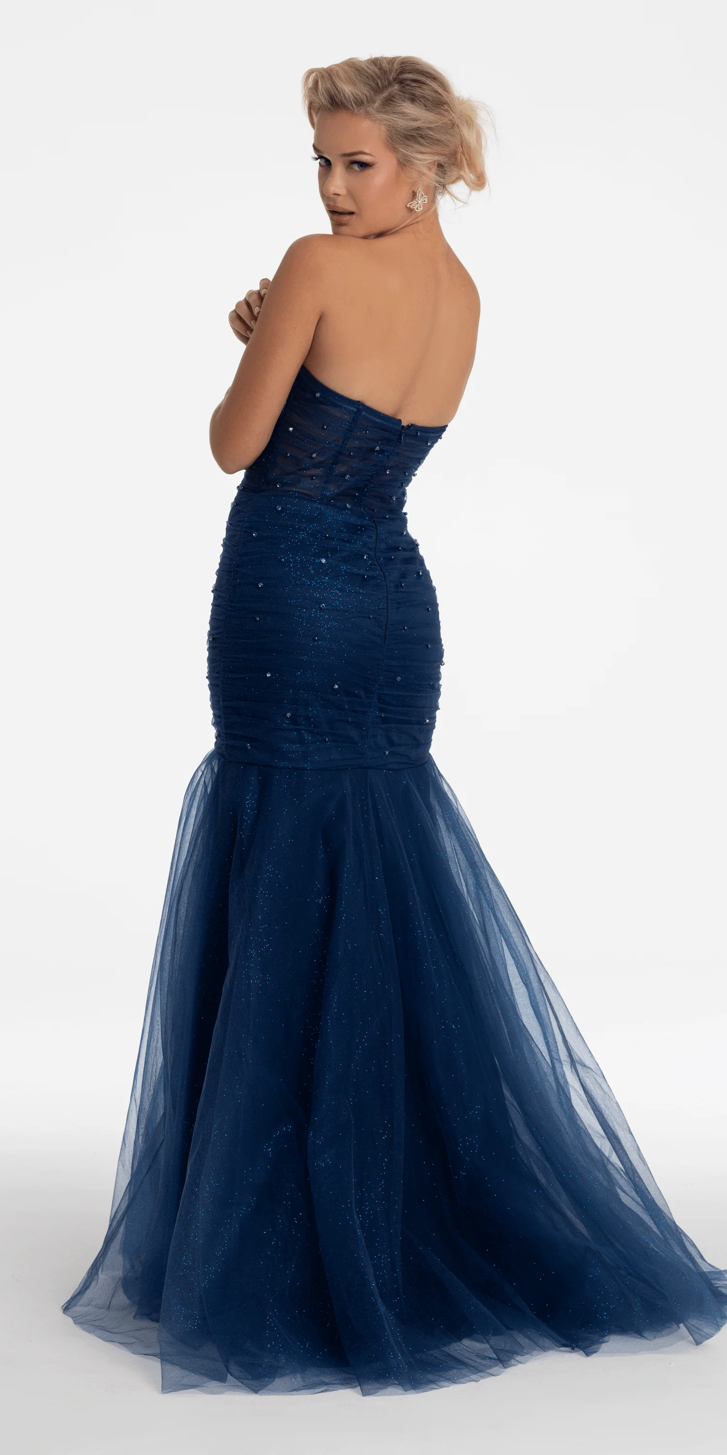 Sweetheart Sequin Glitter Mermaid Dress with Stone Accents - Image 7