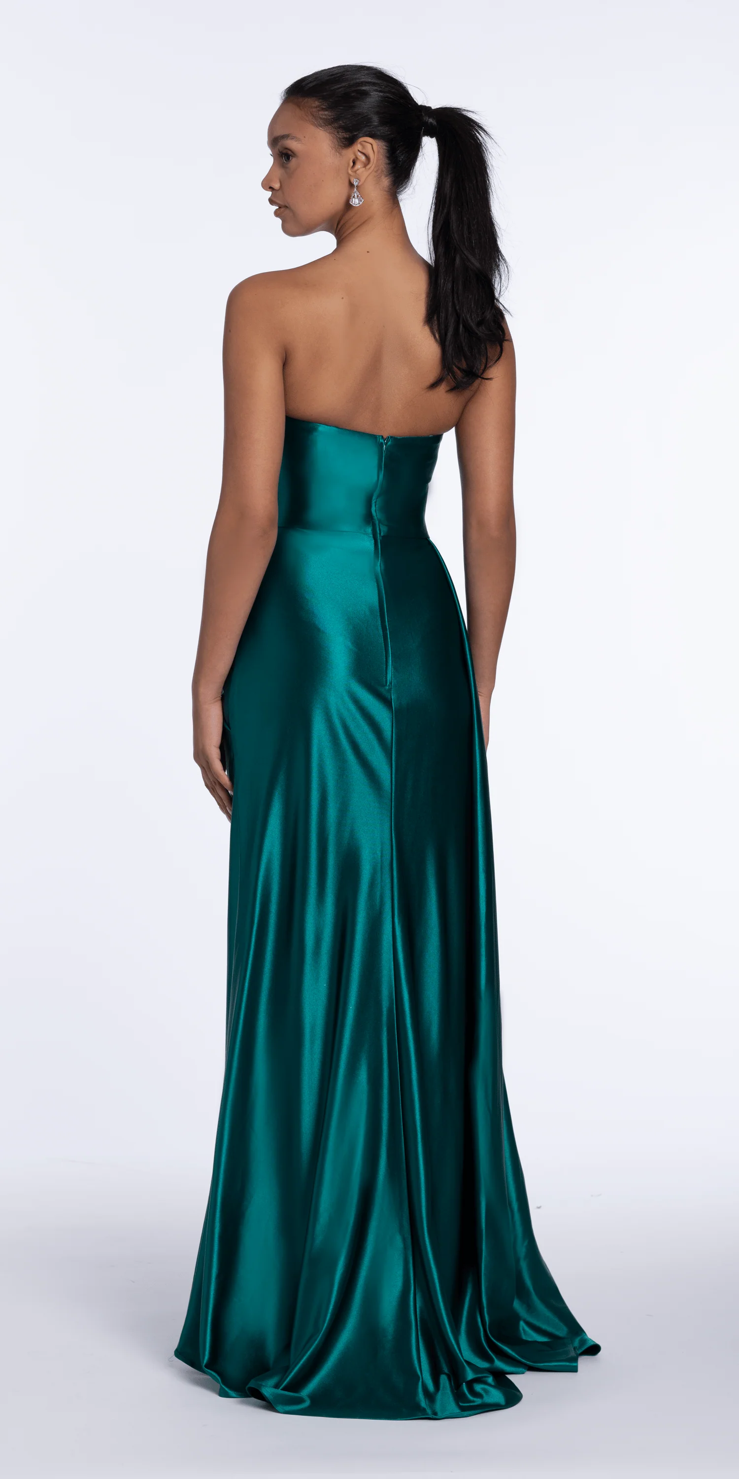 Sweetheart Sparkle Stretch Satin Column Dress with Side Drape - Image 6