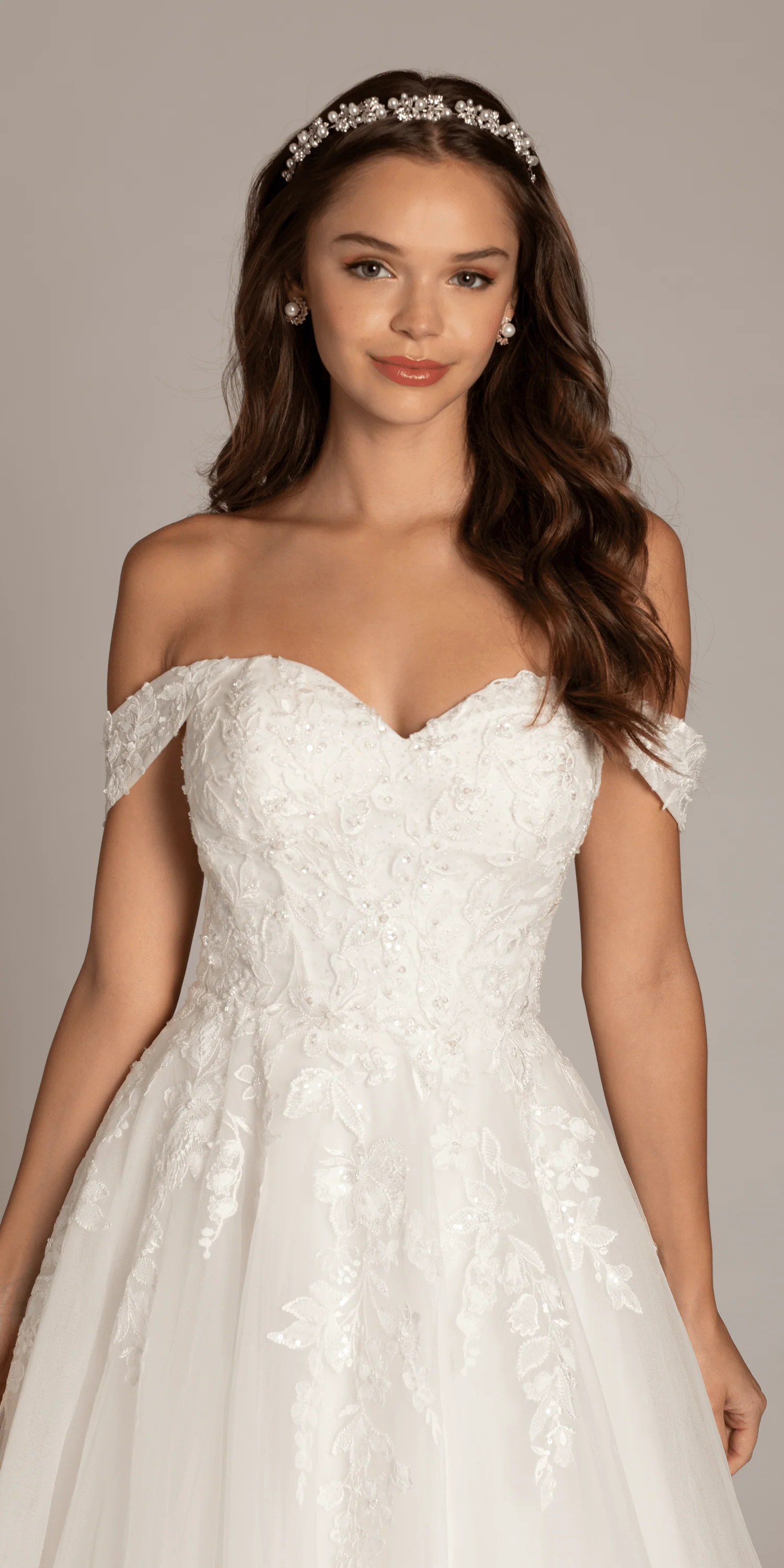 Sweetheart Tulle Floral Lace Off the Shoulder Ballgown - Image 2