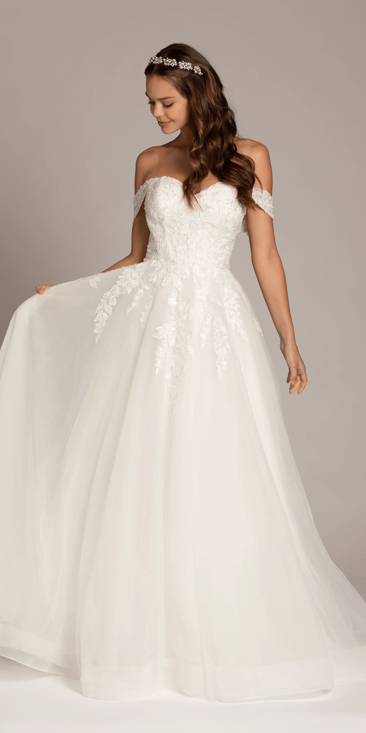 Sweetheart Tulle Floral Lace Off the Shoulder Ballgown - Image 3