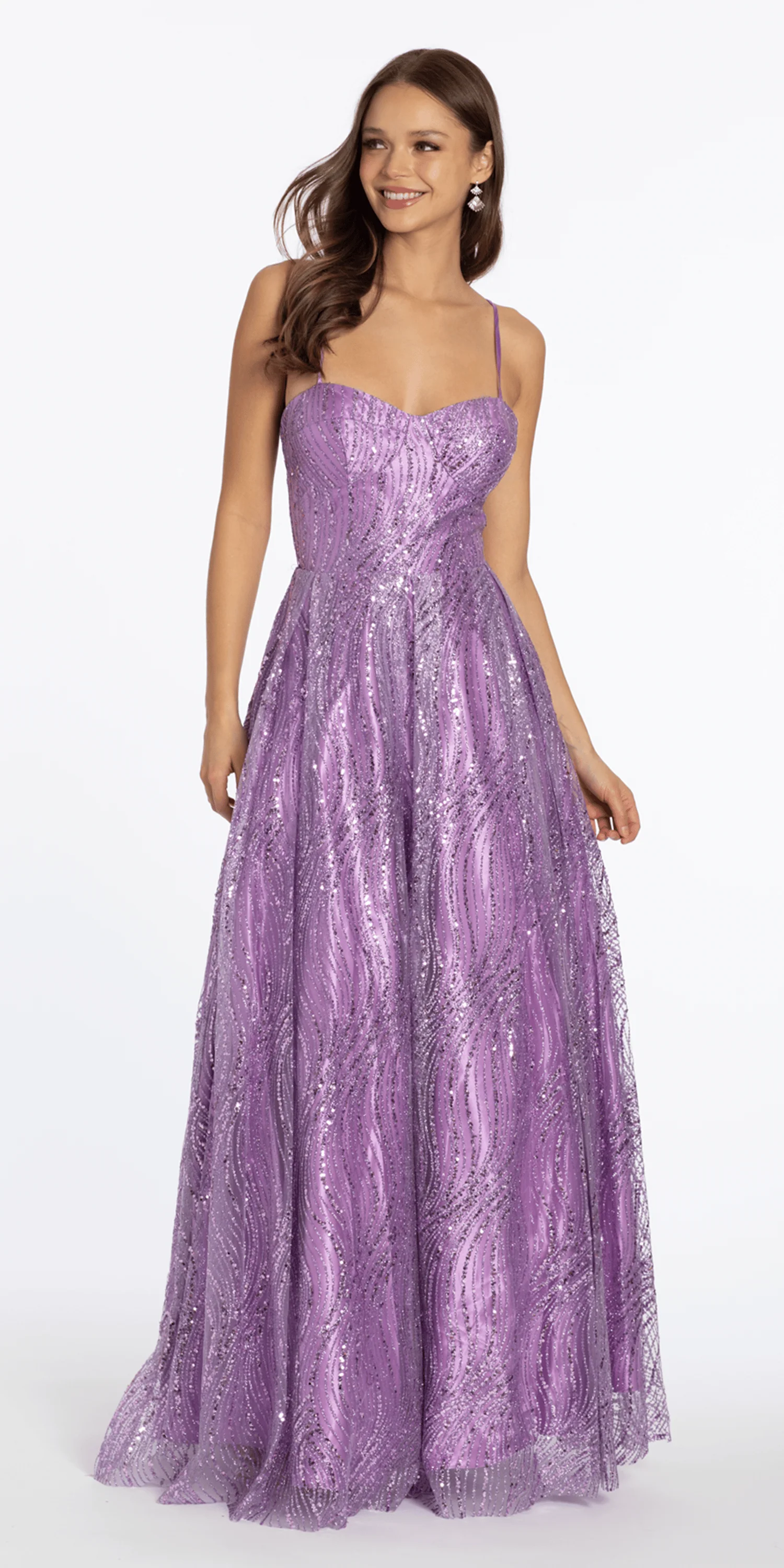 Swirl Glitter Mesh Sweetheart Ballgown with Pockets - Image 3