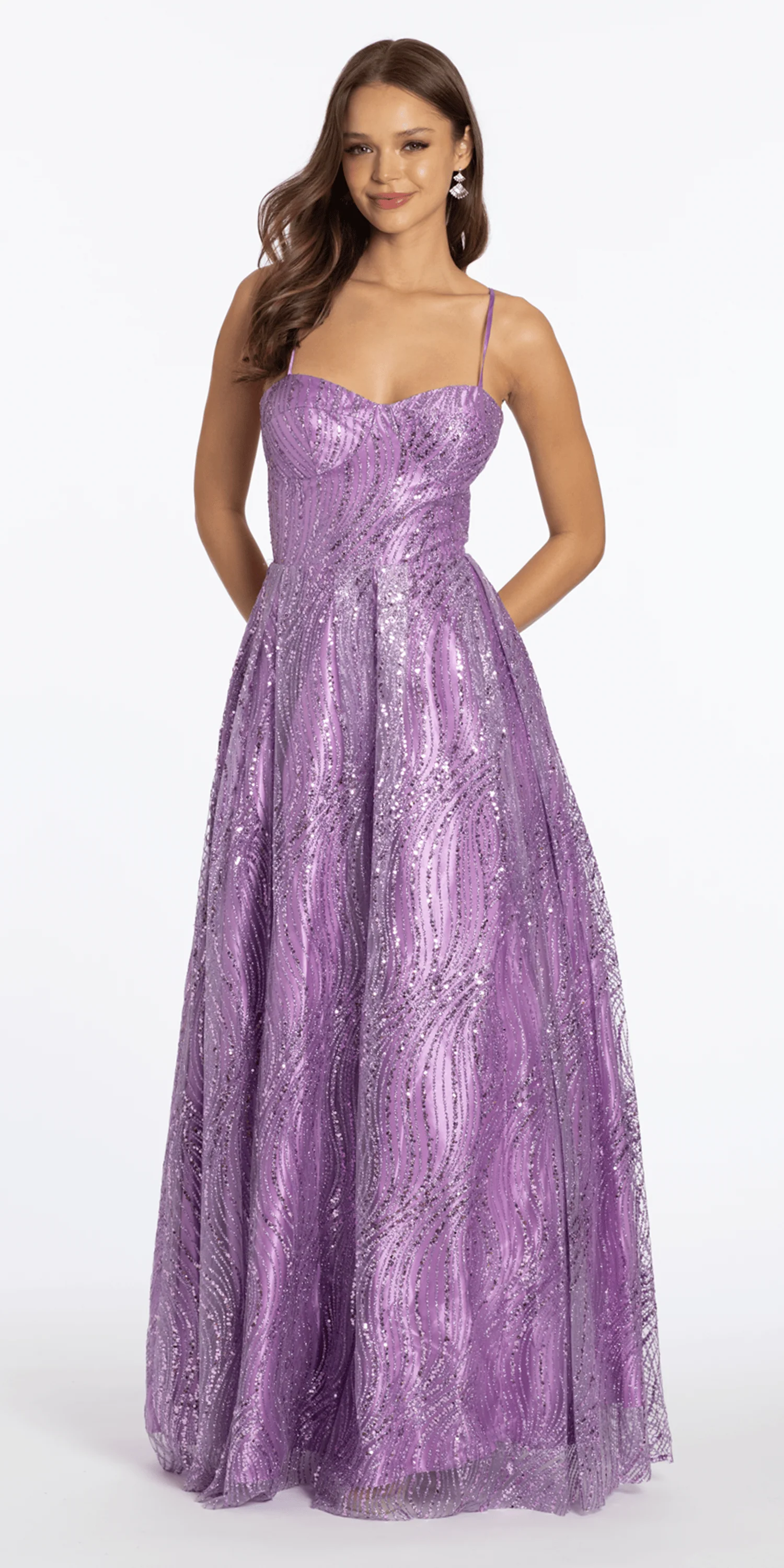 Swirl Glitter Mesh Sweetheart Ballgown with Pockets - Image 4