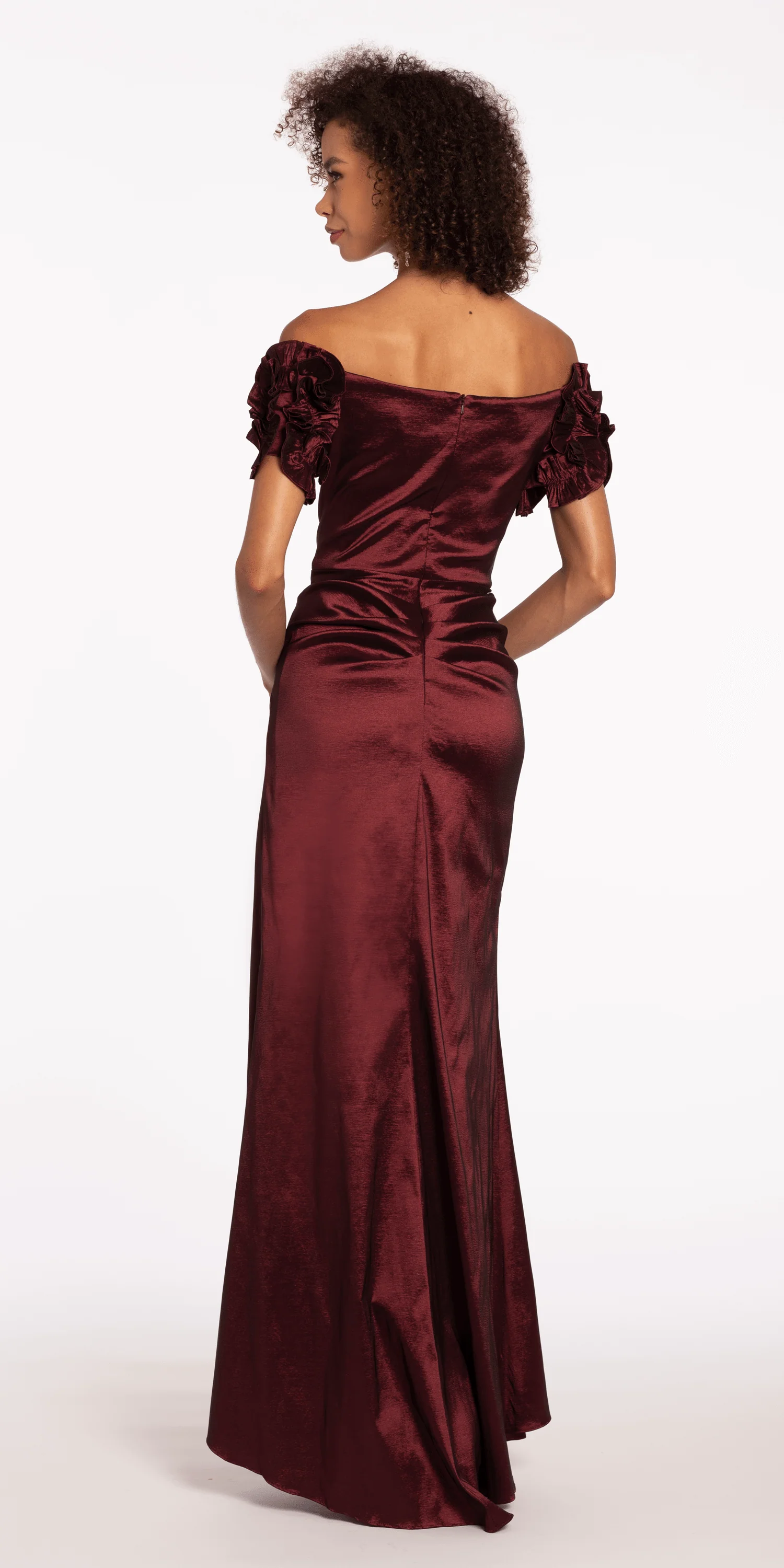 Taffeta Ruffle Off the Shoulder Trumpet Dress - Image 5