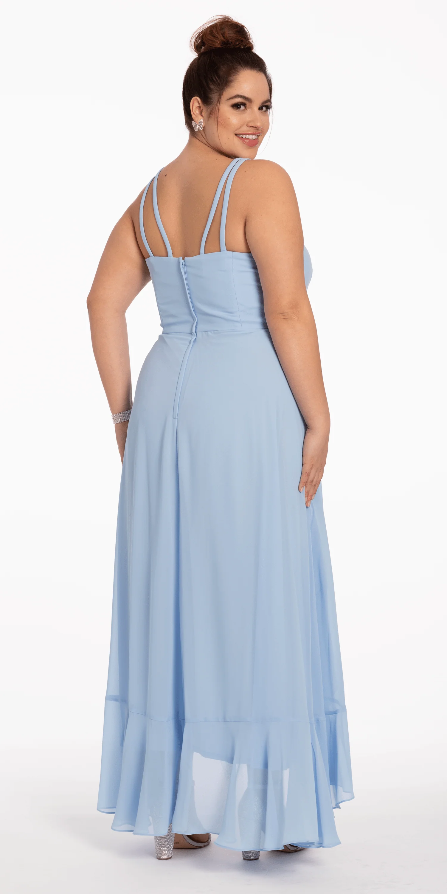 Tiered Chiffon Double Strap High Low Dress - Image 3