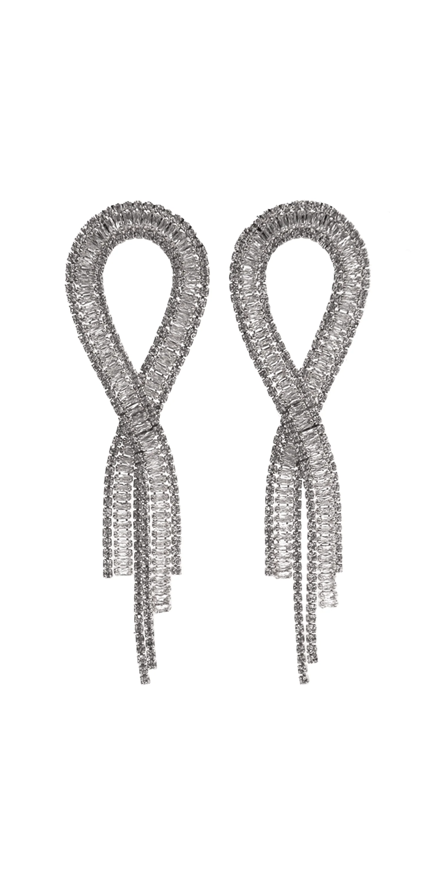 Triple Row Infinity Cubic Zirconia Earrings - Image 2