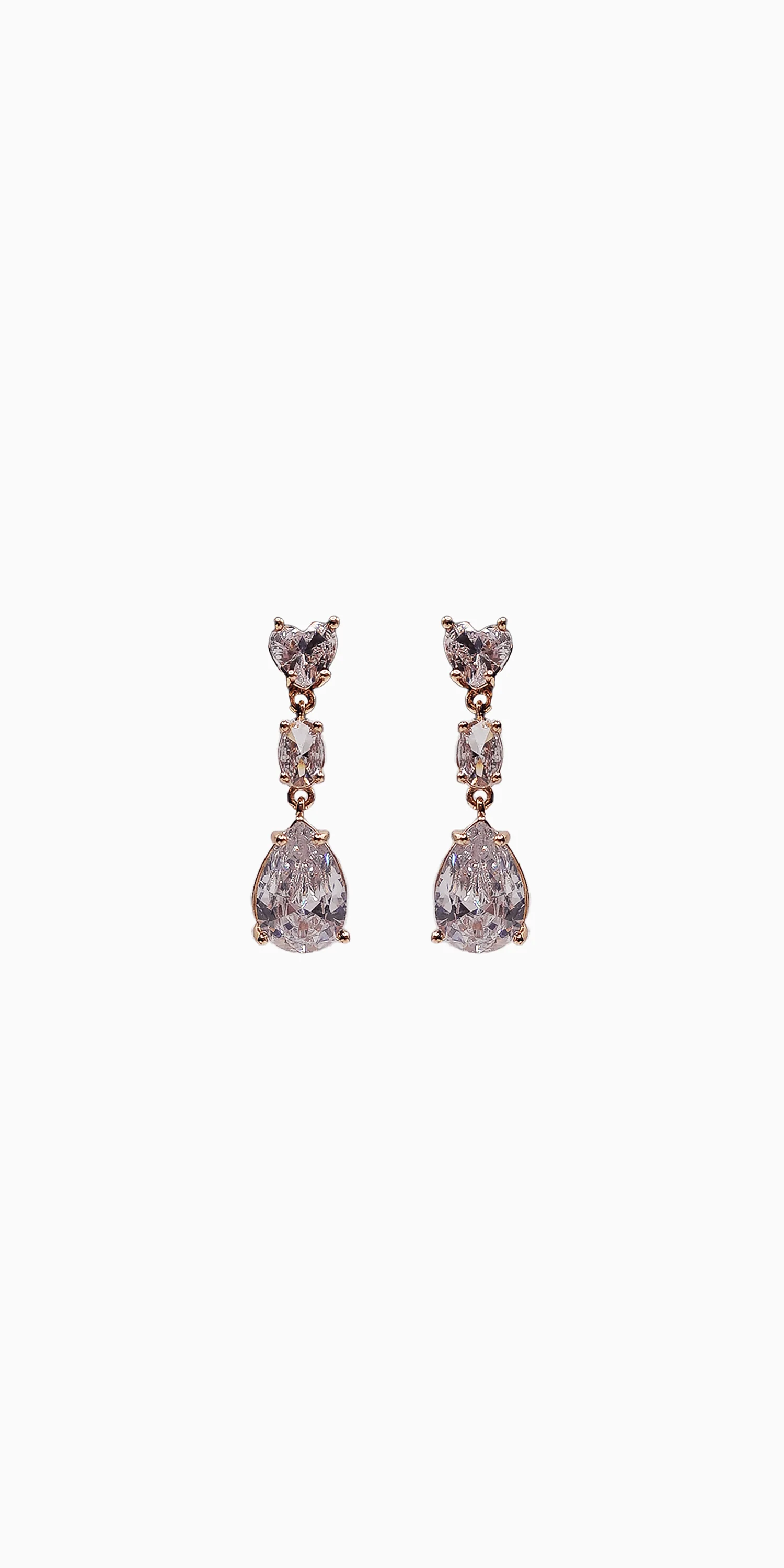 Triple Stone Pear Shape Cubic Zirconia Earrings - Image 2