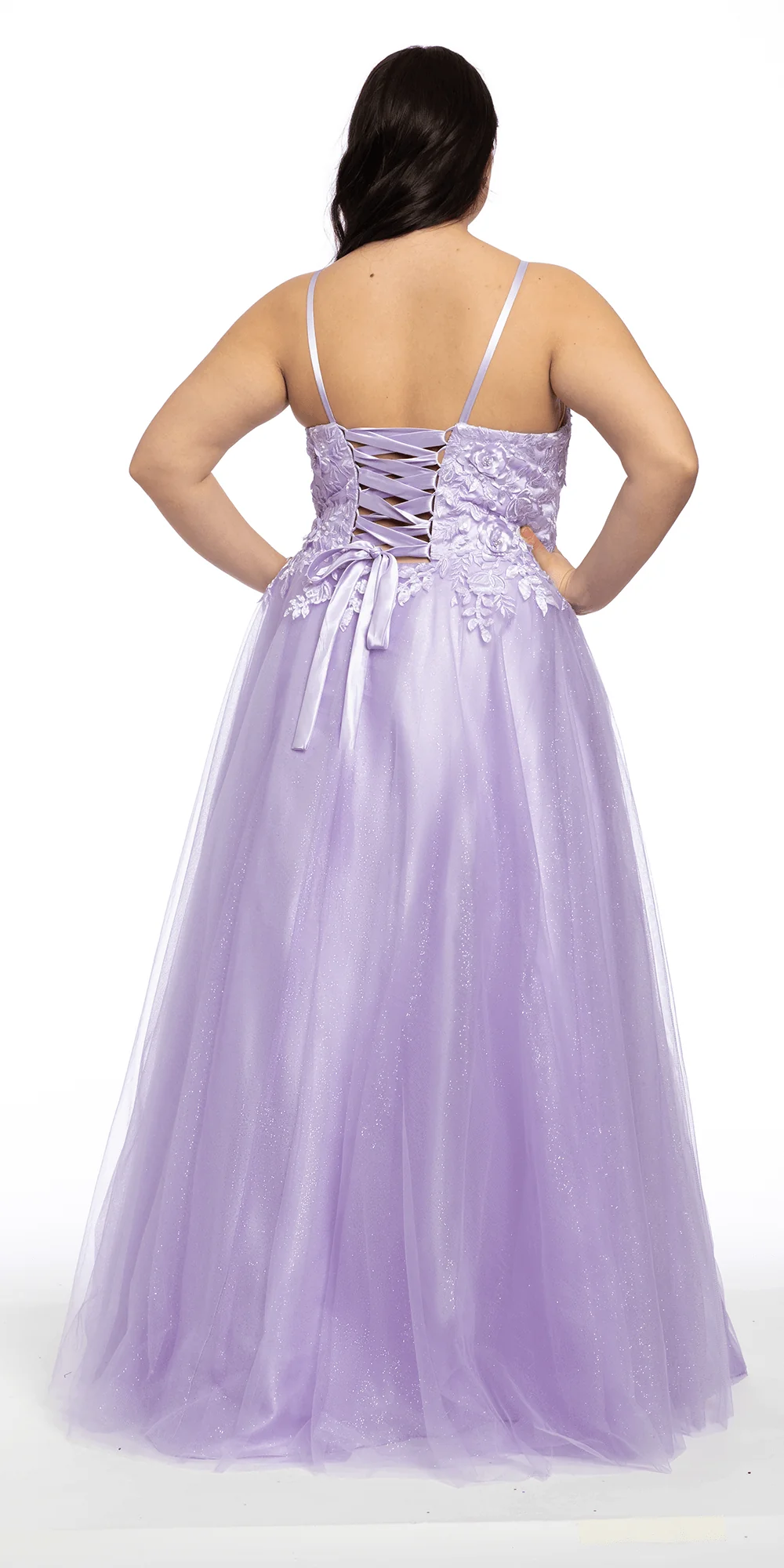 Tulle Lace Up Back Ballgown with 3D Appliques - Image 3