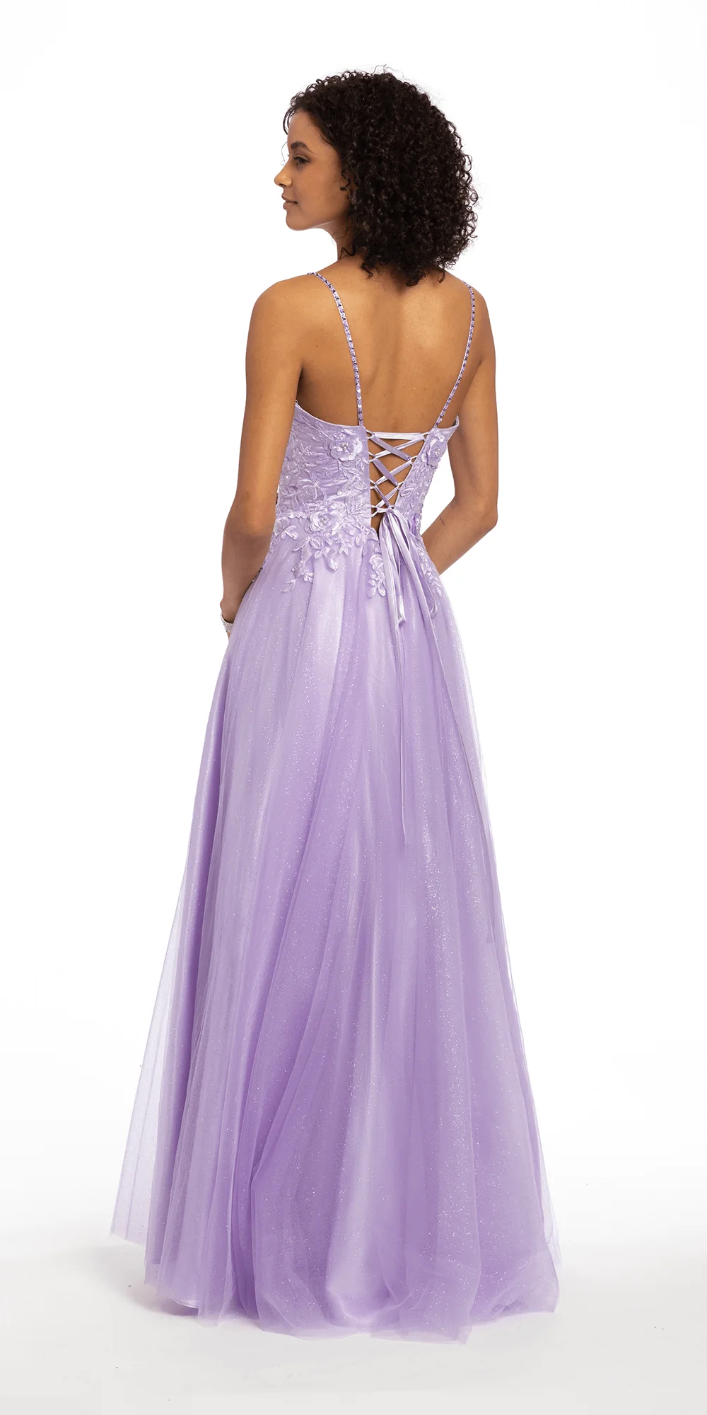 Tulle Lace Up Back Ballgown with 3D Appliques - Image 6