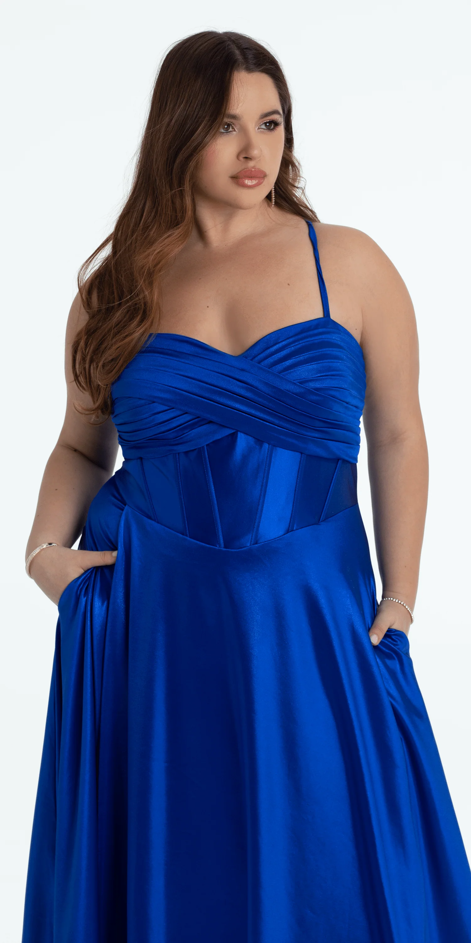 Twist Bodice Satin Corset Ballgown - Image 2